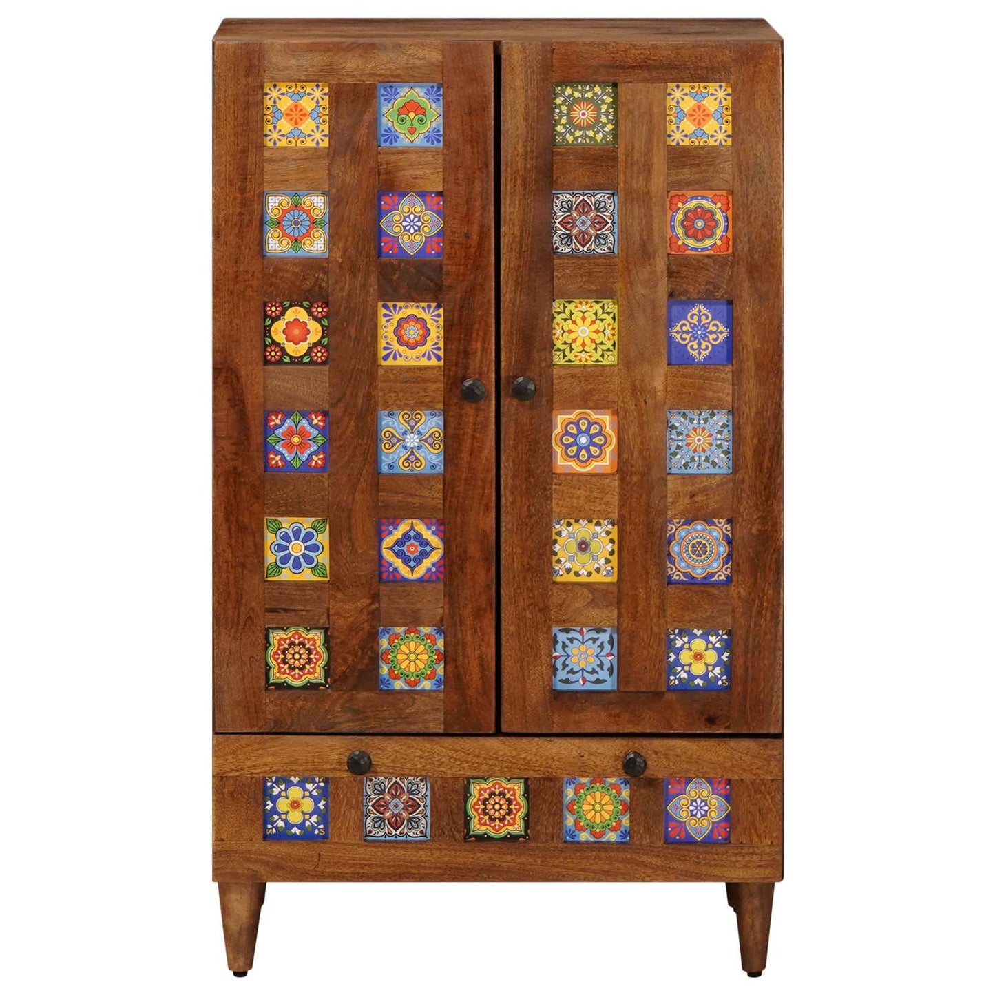 Highboard mit Tür Walnuss 60 x 33,5 x 100 cm Massivholz Mango