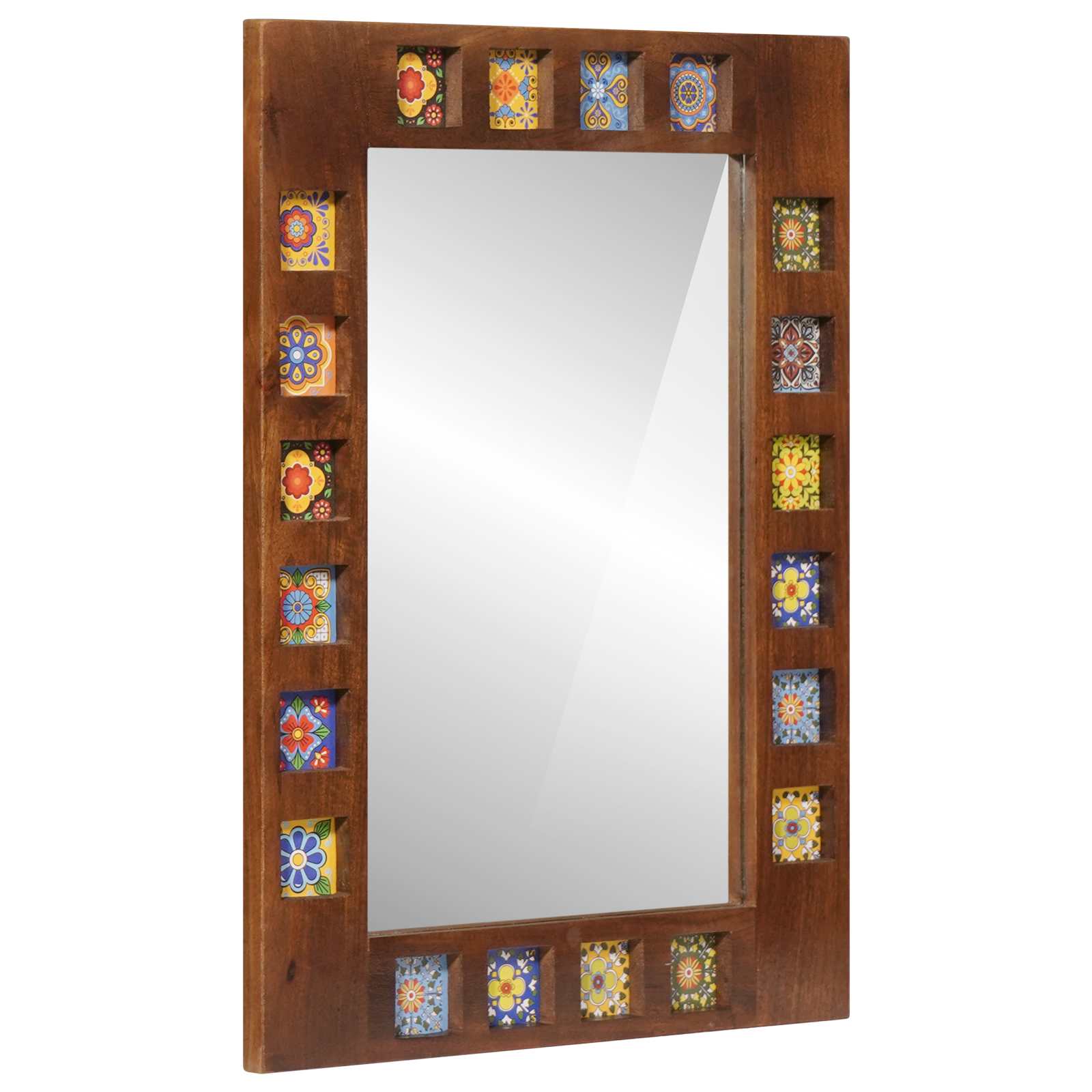 Badezimmer Spiegel Walnuss 50 x 70 x 2,5 cm Massivholz Mango