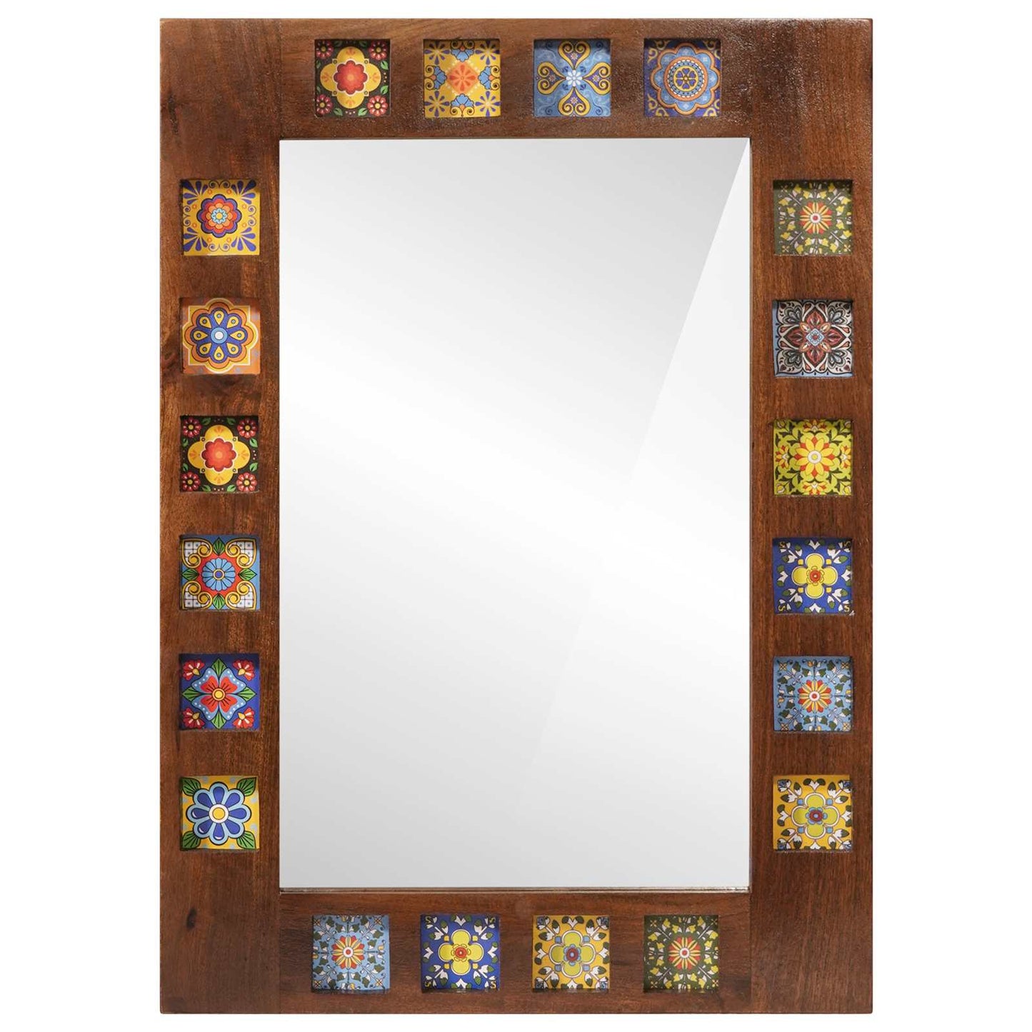 Badezimmer Spiegel Walnuss 50 x 70 x 2,5 cm Massivholz Mango