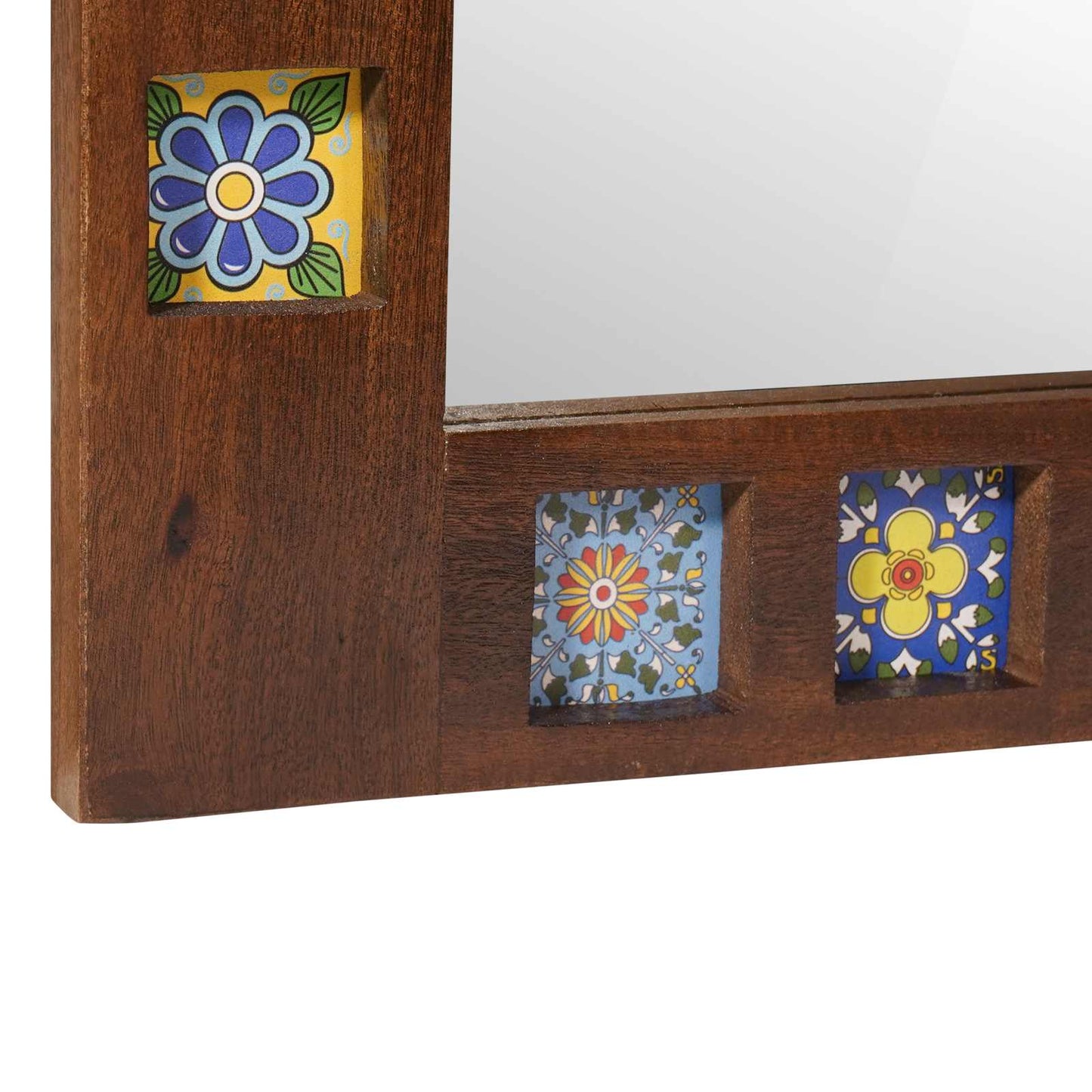 Badezimmer Spiegel Walnuss 50 x 70 x 2,5 cm Massivholz Mango