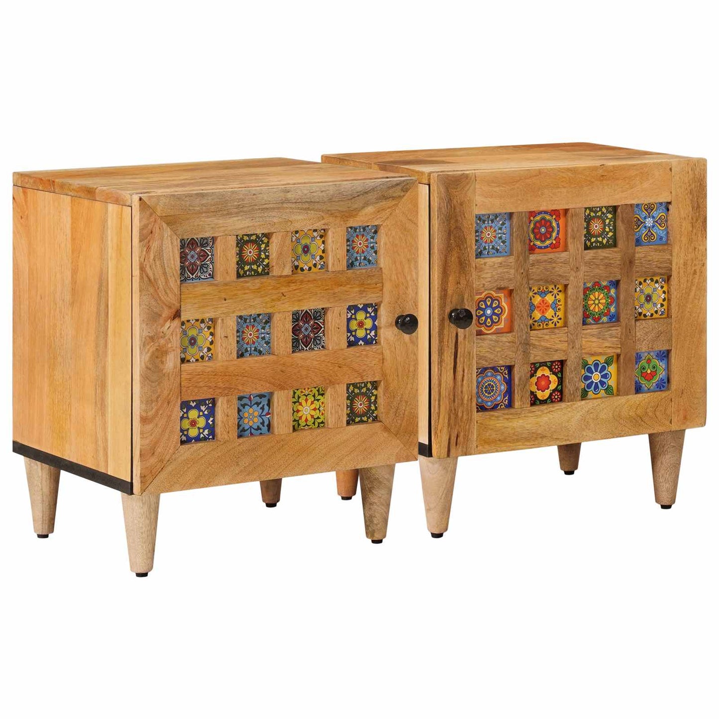 Nachttisch 2 stk. Natur 40 x 33 x 46 cm Massivholz Mango