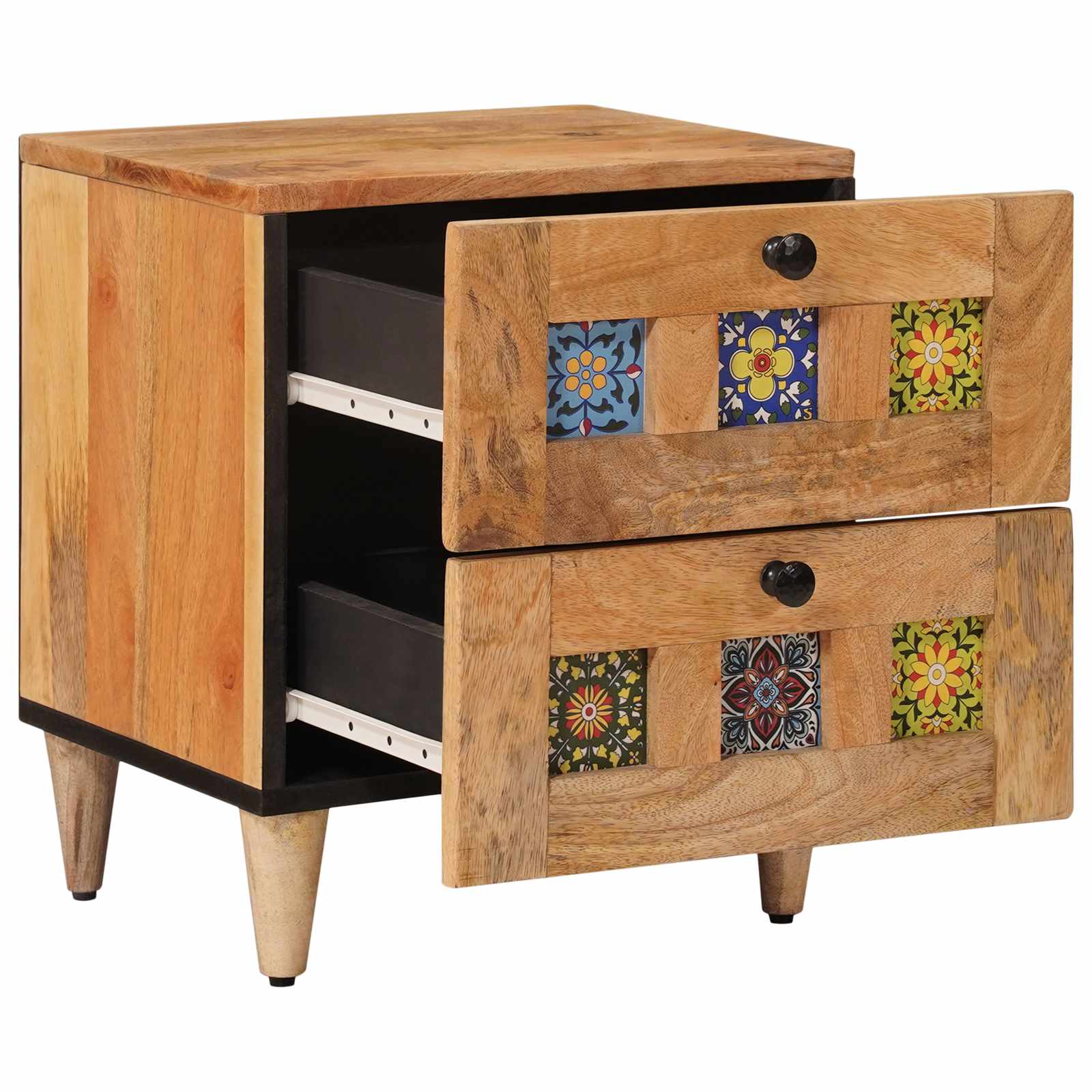 Nachttisch 2 stk. Natur 40 x 33 x 46 cm Massivholz Mango