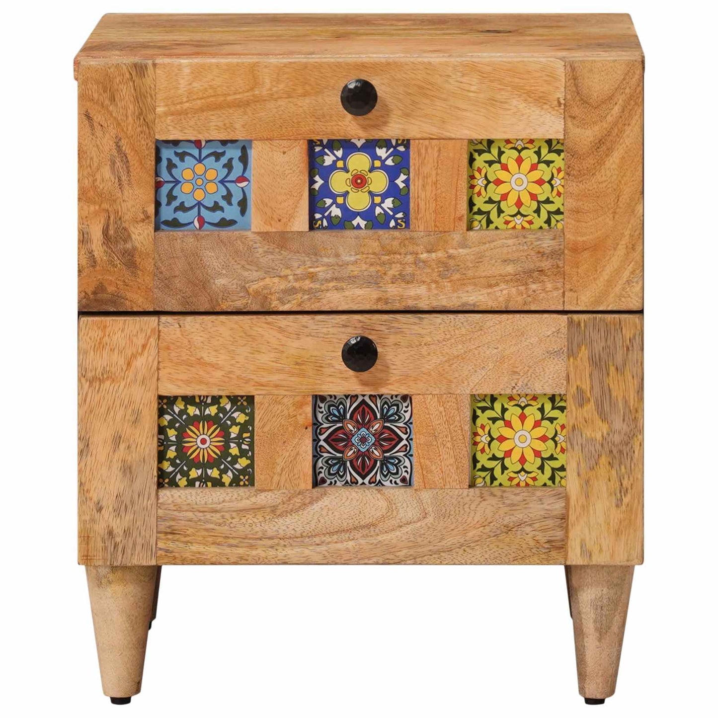 Nachttisch 2 stk. Natur 40 x 33 x 46 cm Massivholz Mango