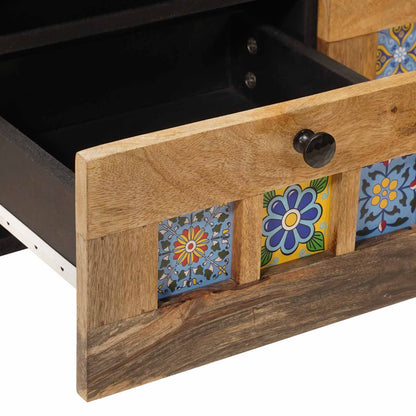 TV-Schränk mit Regal Natur 70 x 33 x 46 cm Massivholz Mango