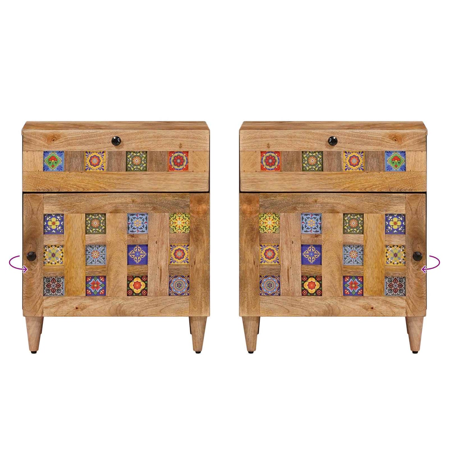 Nachttisch Natur 50 x 33 x 60 cm Massivholz Mango
