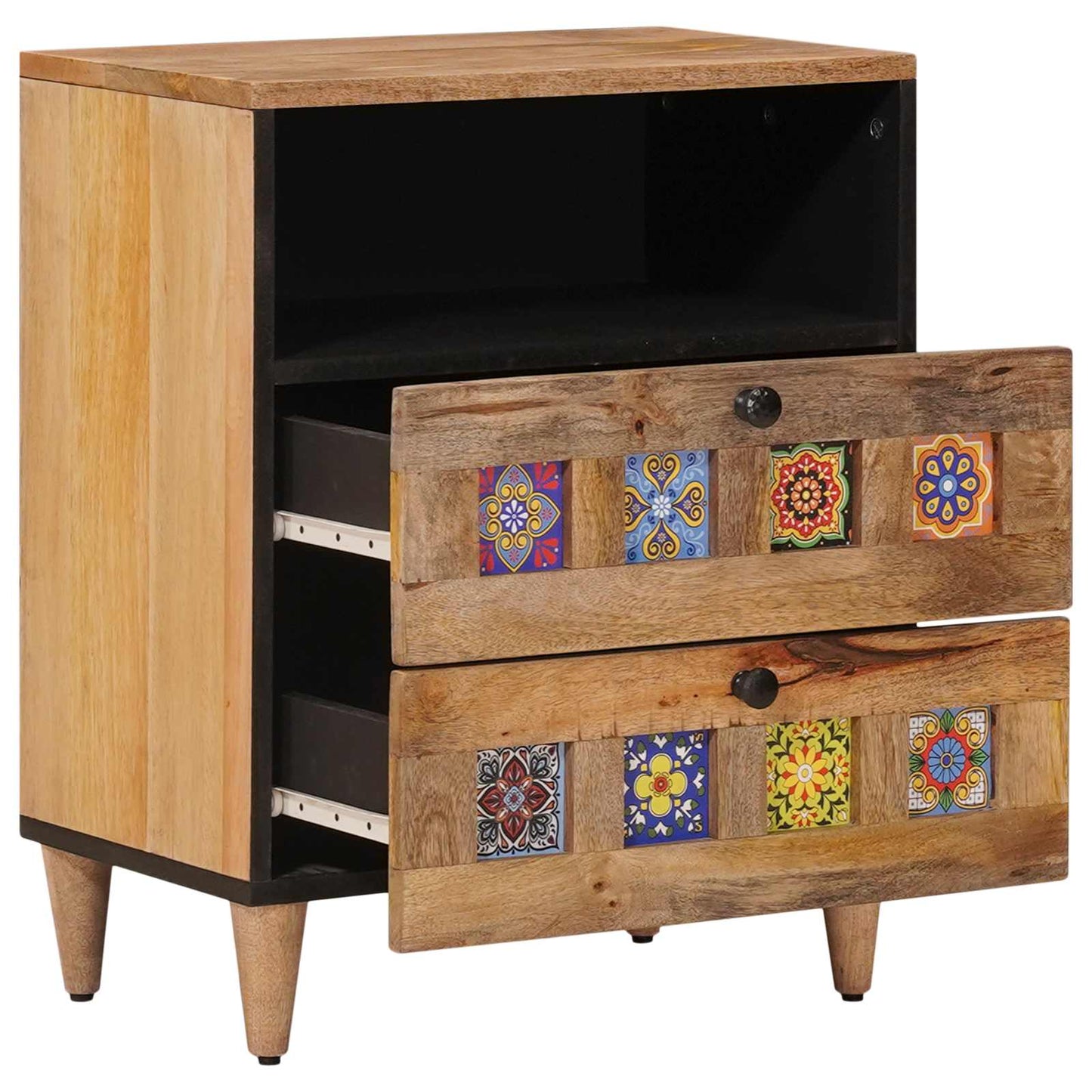 Nachttisch Natur 50 x 33 x 62 cm Massivholz Mango