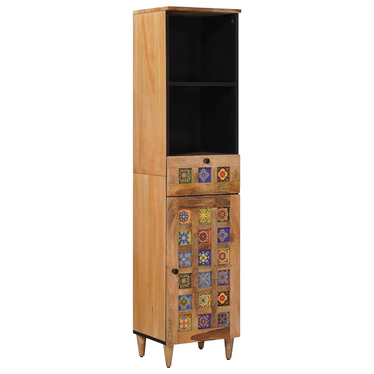 Badezimmerschrank Natur 38 x 33 x 160 cm Massivholz Mango