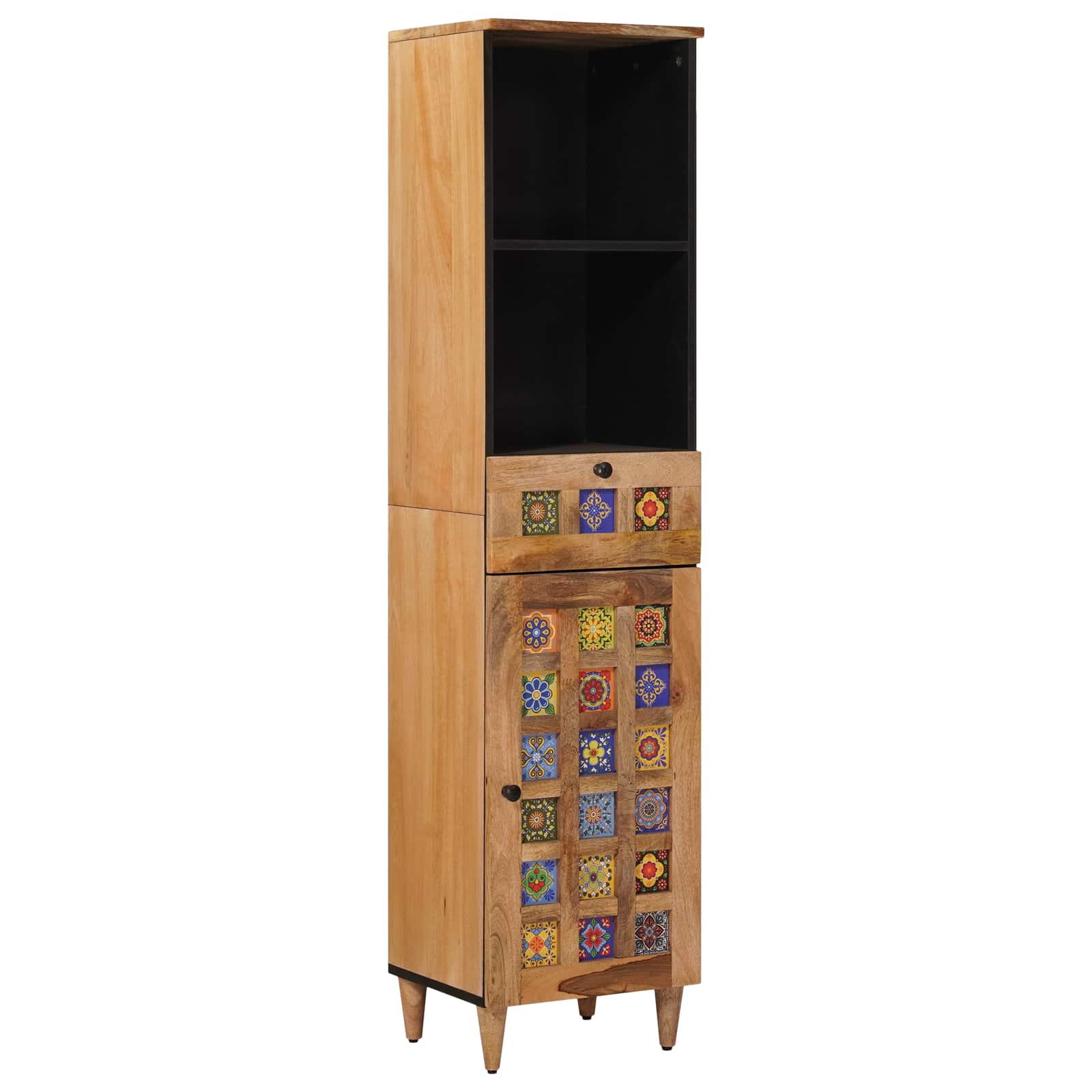 Badezimmerschrank Natur 38 x 33 x 160 cm Massivholz Mango