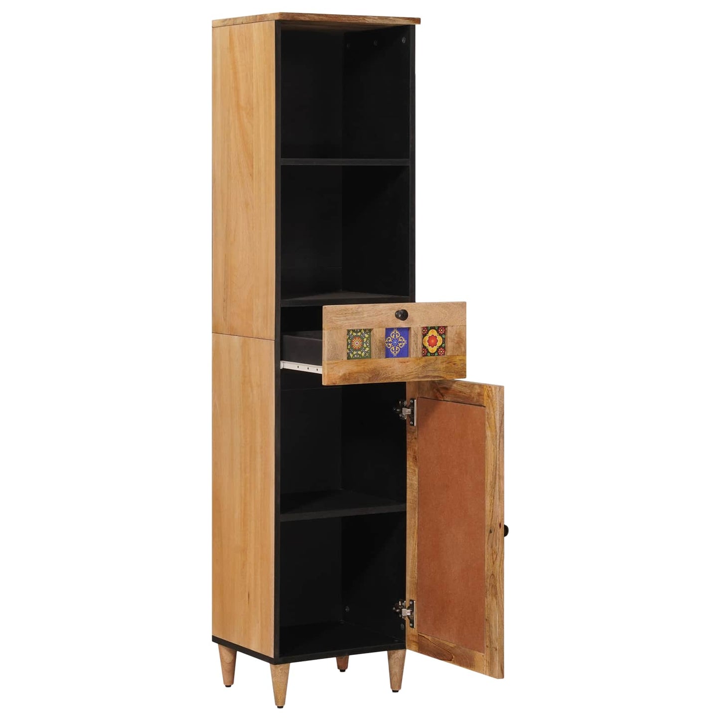 Badezimmerschrank Natur 38 x 33 x 160 cm Massivholz Mango