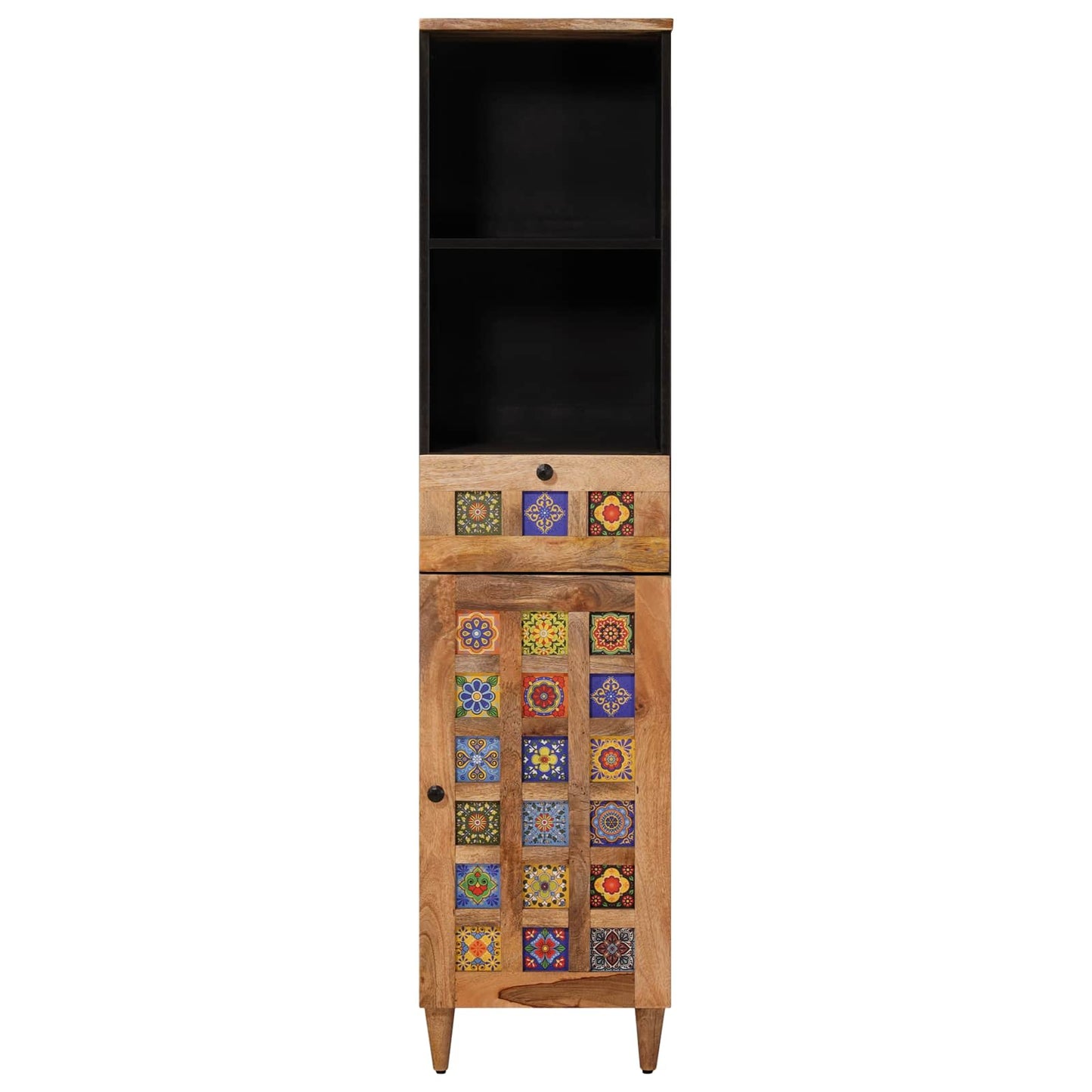 Badezimmerschrank Natur 38 x 33 x 160 cm Massivholz Mango