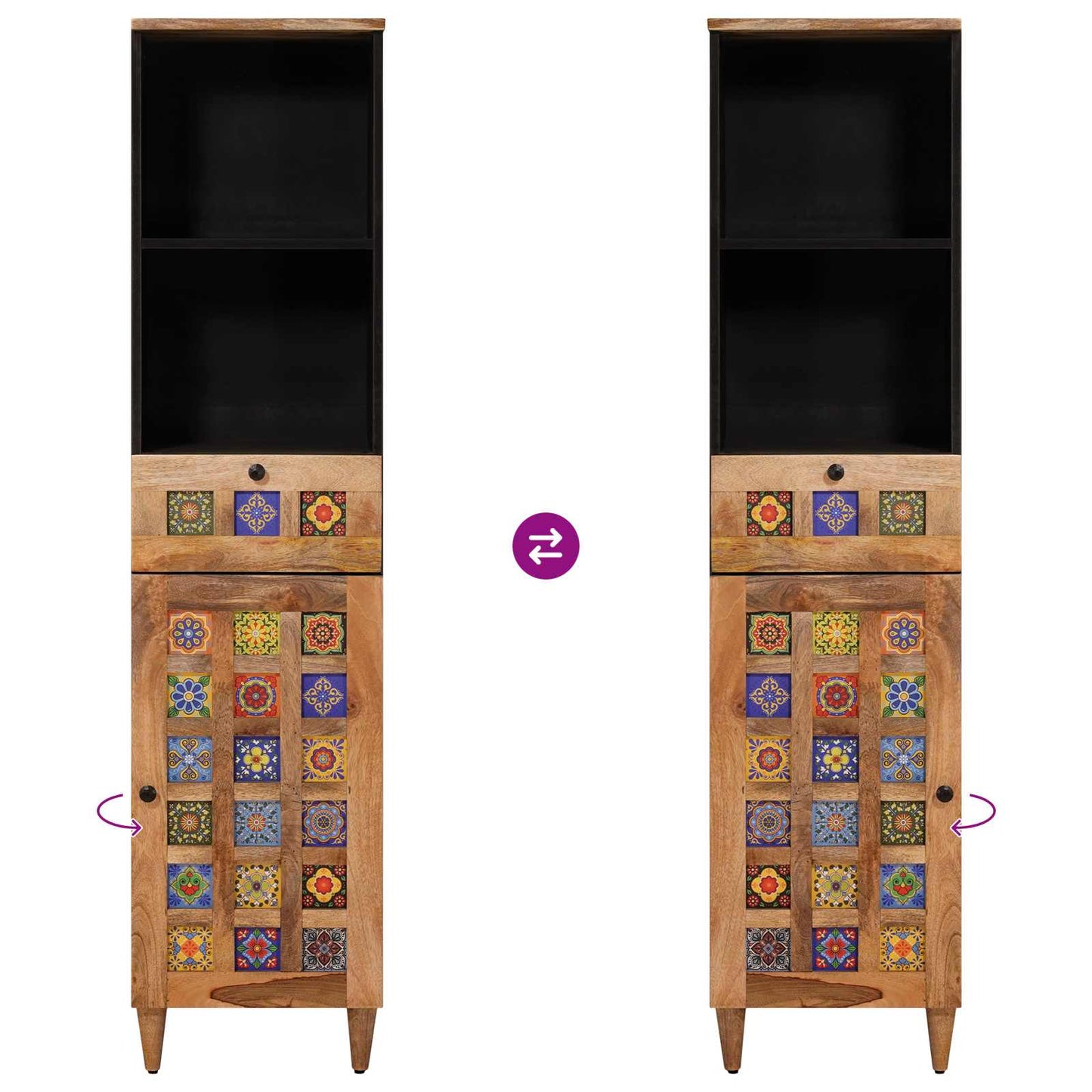 Badezimmerschrank Natur 38 x 33 x 160 cm Massivholz Mango