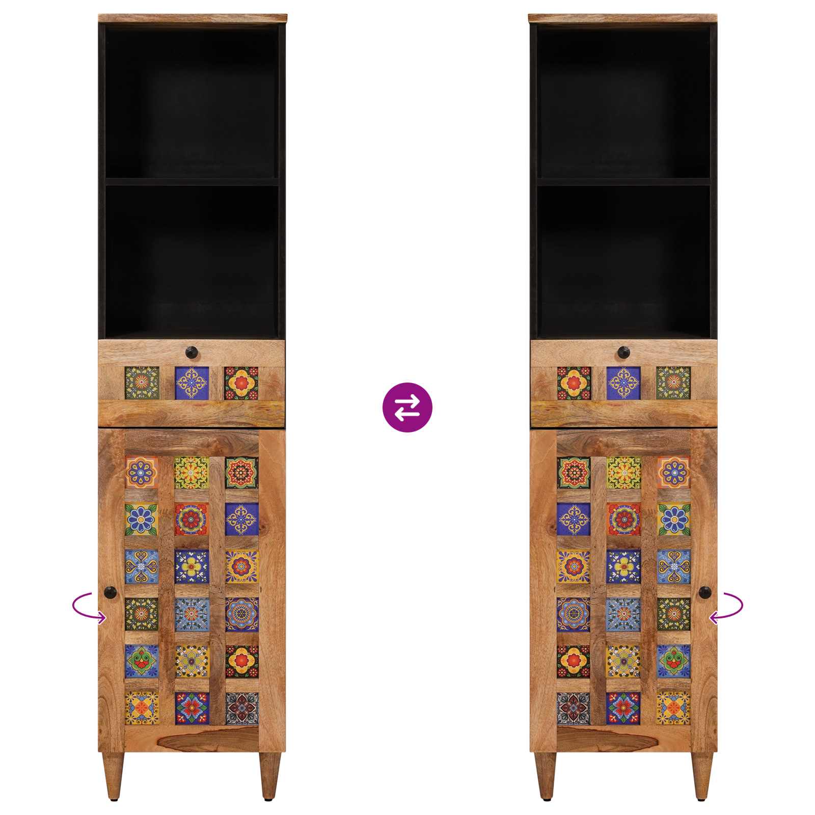 Badezimmerschrank Natur 38 x 33 x 160 cm Massivholz Mango