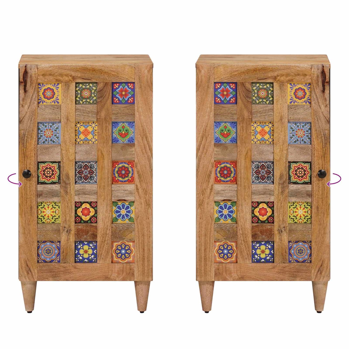 Sideboard mit Speicher Natur 40 x 33 x 75 cm Massivholz Mango
