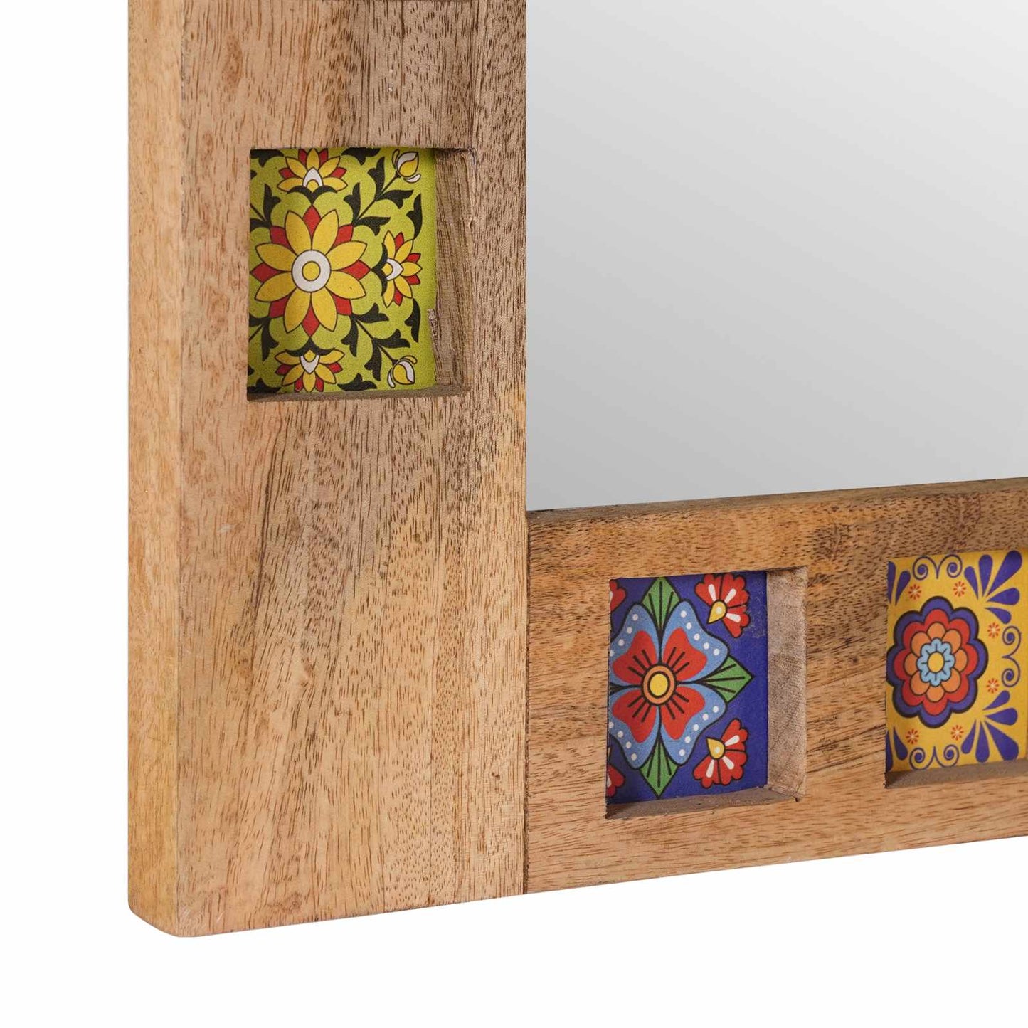 Badezimmer Spiegel Natur 50 x 70 x 3 cm Massivholz Mango