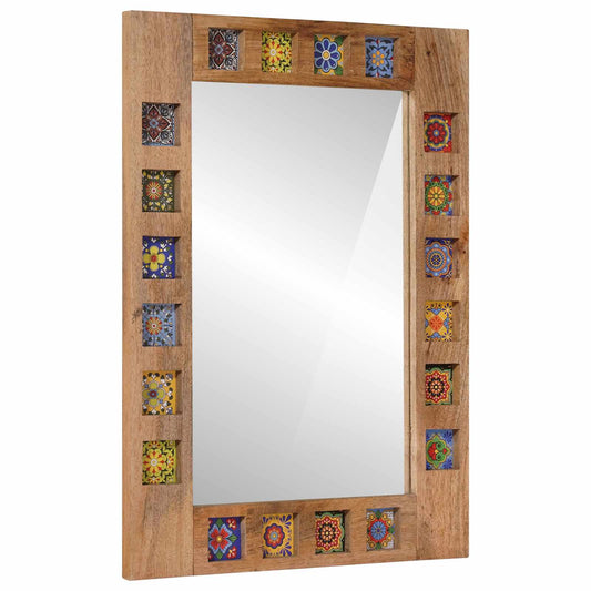 Badezimmer Spiegel Natur 50 x 70 x 3 cm Massivholz Mango