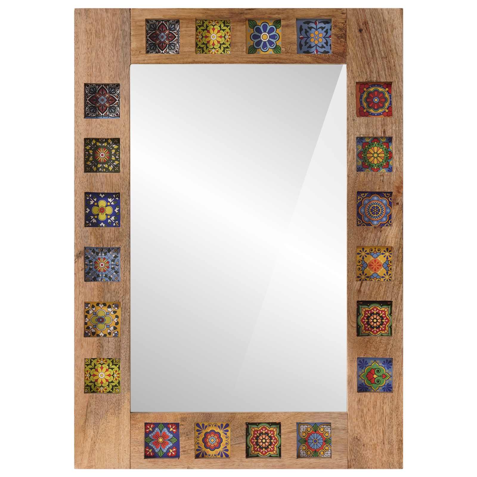 Badezimmer Spiegel Natur 50 x 70 x 3 cm Massivholz Mango