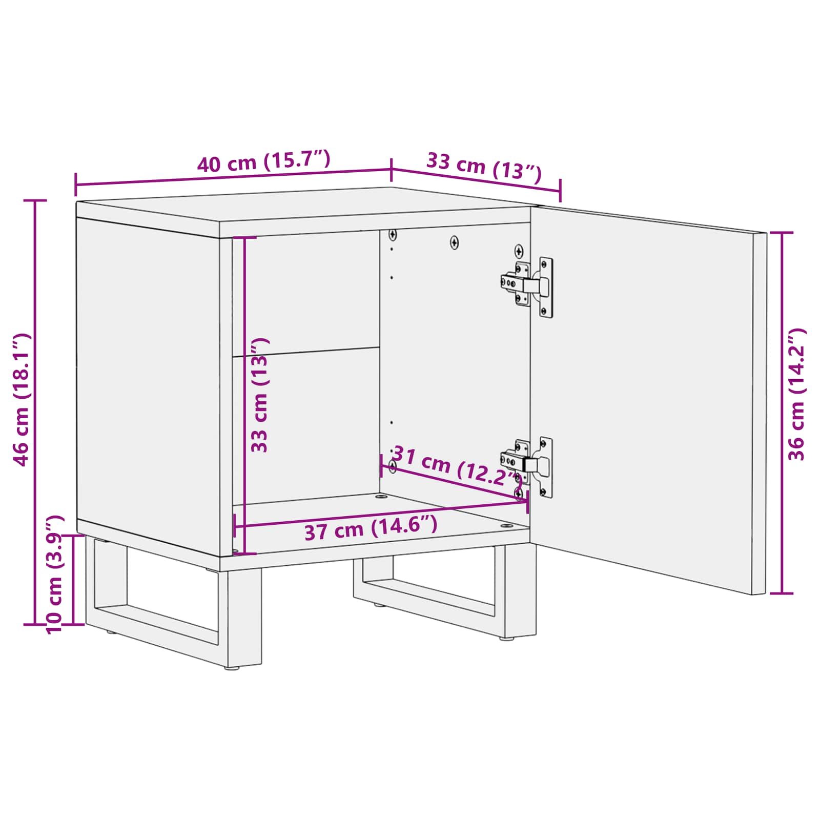 Nachttisch 2 stk. Braun 40 x 33 x 46 cm Massivholz Mango