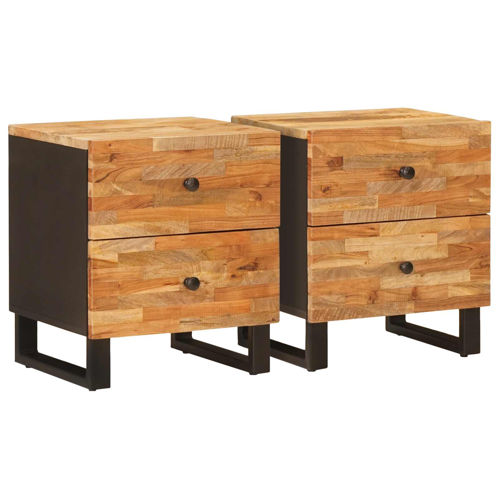 Nachttisch 2 stk. Braun 40 x 33 x 46 cm Massivholz Mango