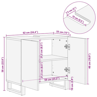 Waschbeckenschrank Natur 62 x 33 x 58 cm Massivholz Mango