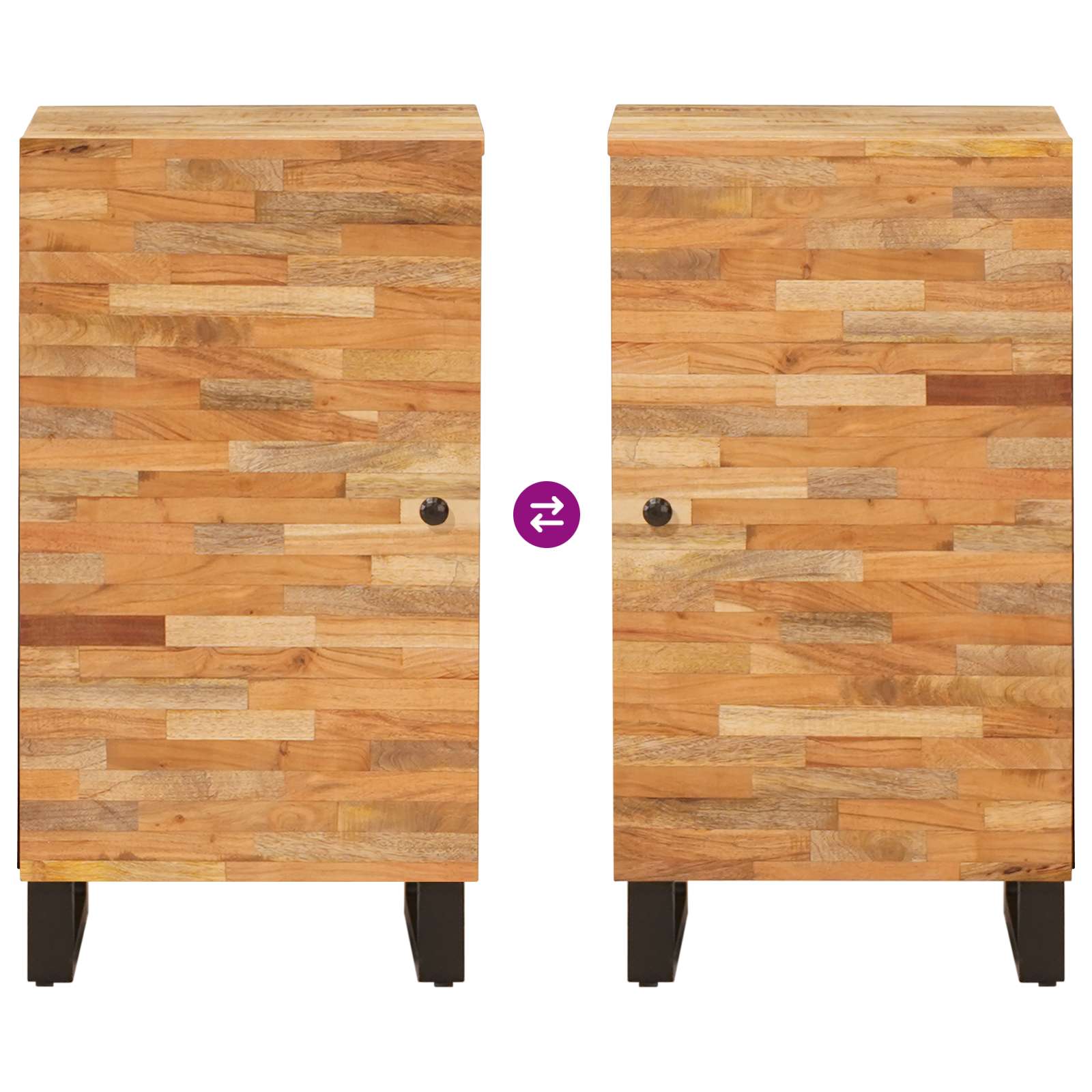 Seitenschrank mit Tür Braun 40 x 33 x 75 cm Massivholz Mango