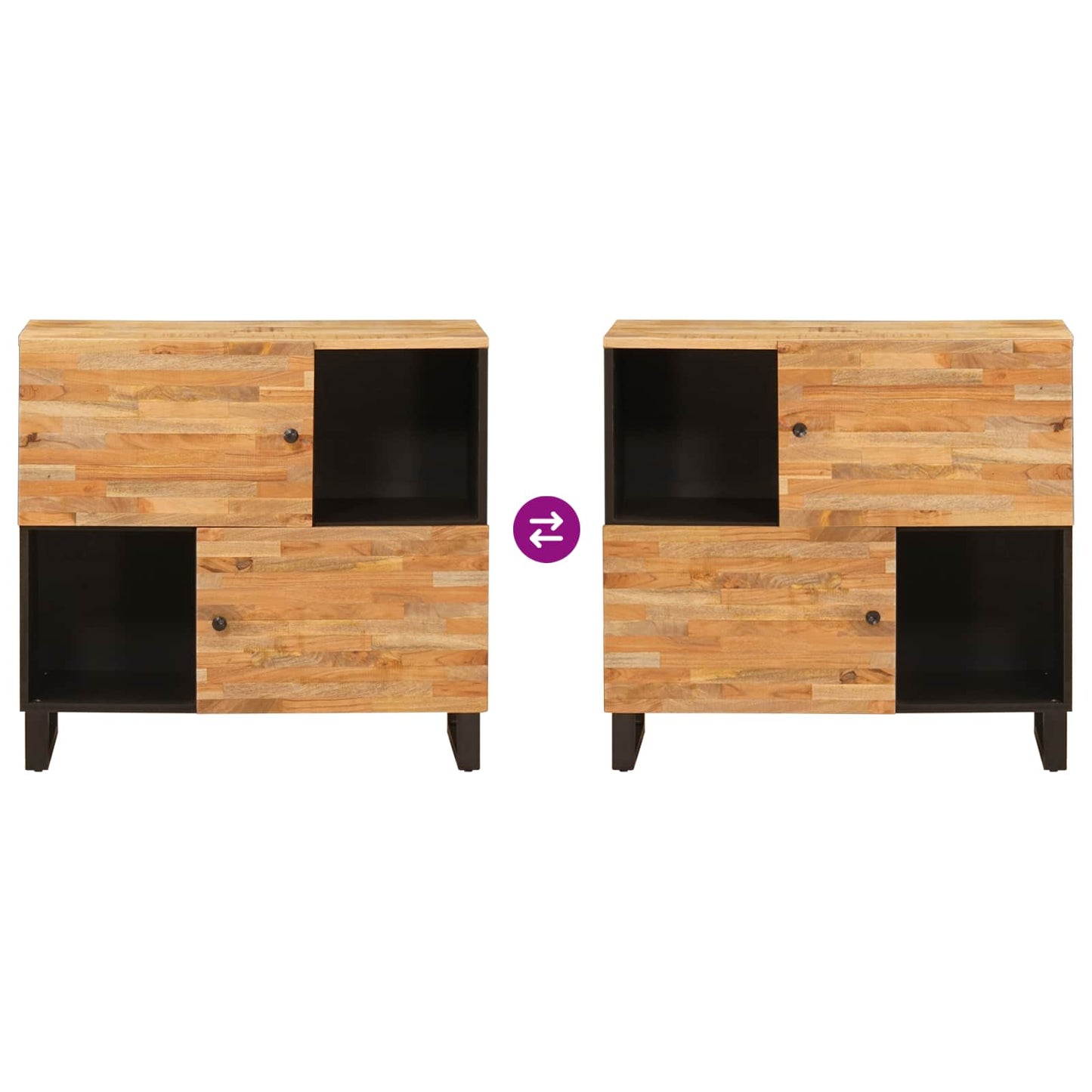 Seitenschrank Braun 80 x 33 x 75 cm Massivholz Mango