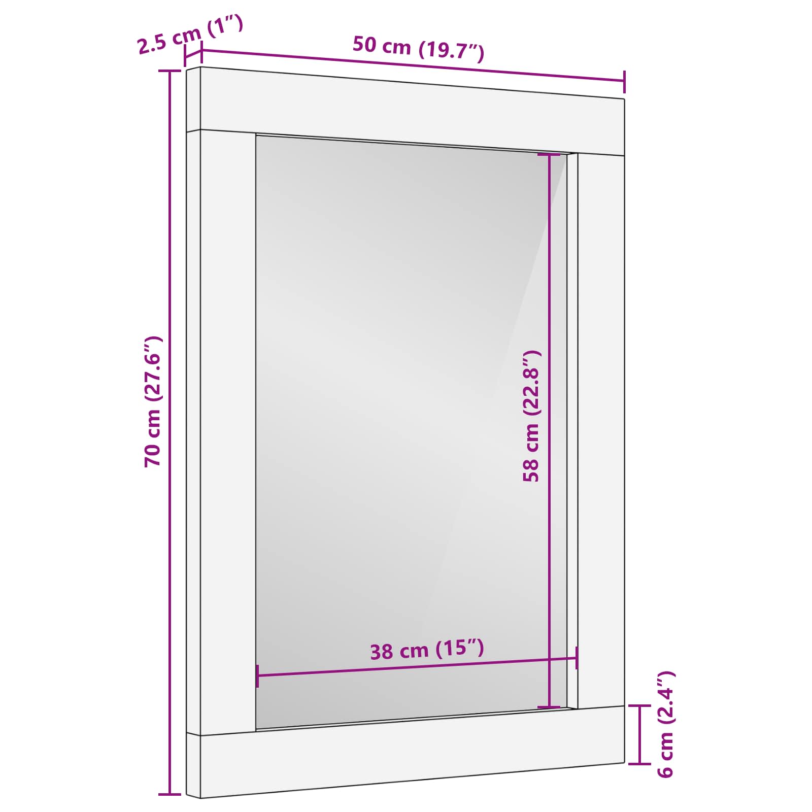 Badezimmer Spiegel Artisan-Eiche 50 x 70 x 2,5 cm