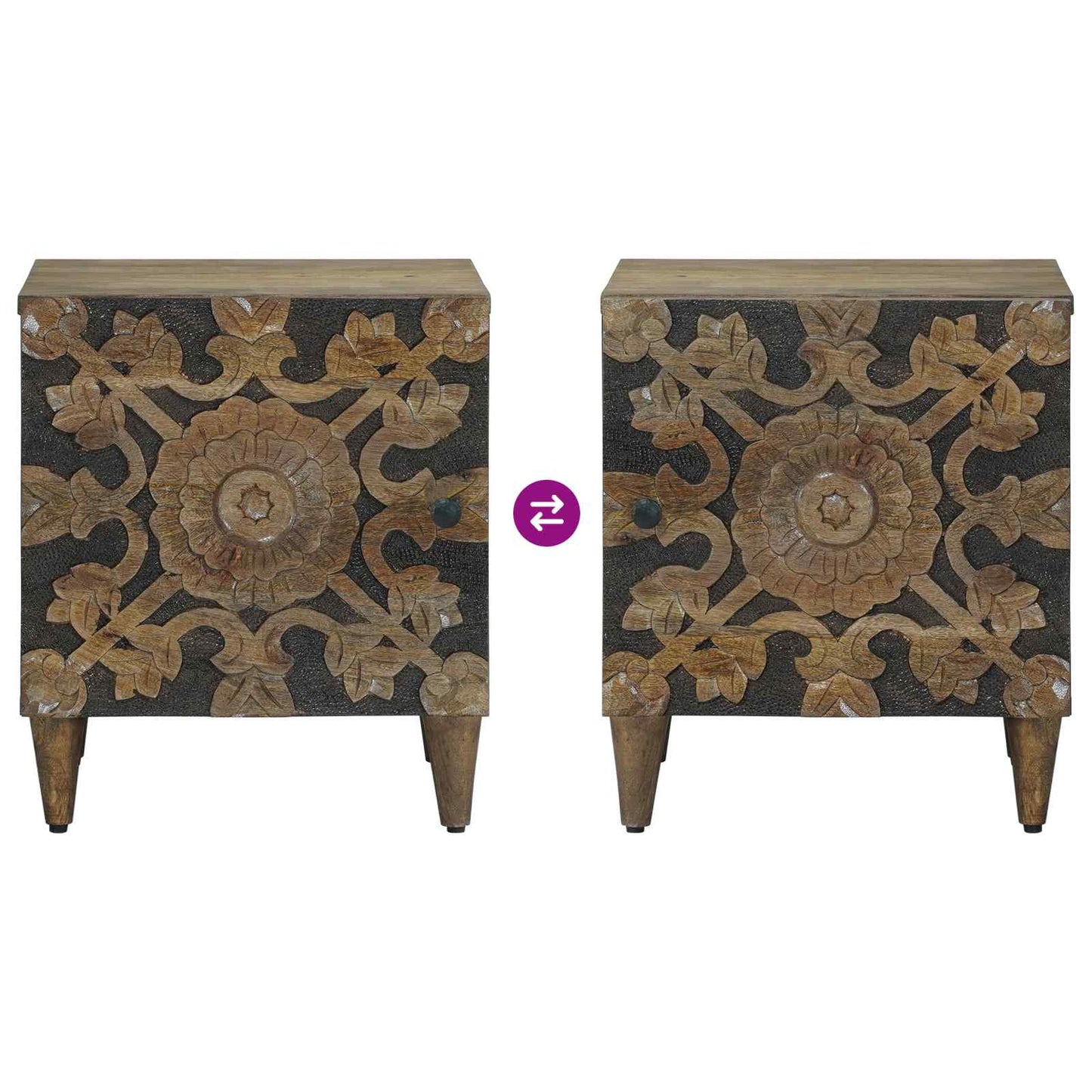 Nachttisch Braun 40 x 33,5 x 46 cm Massivholz Mango