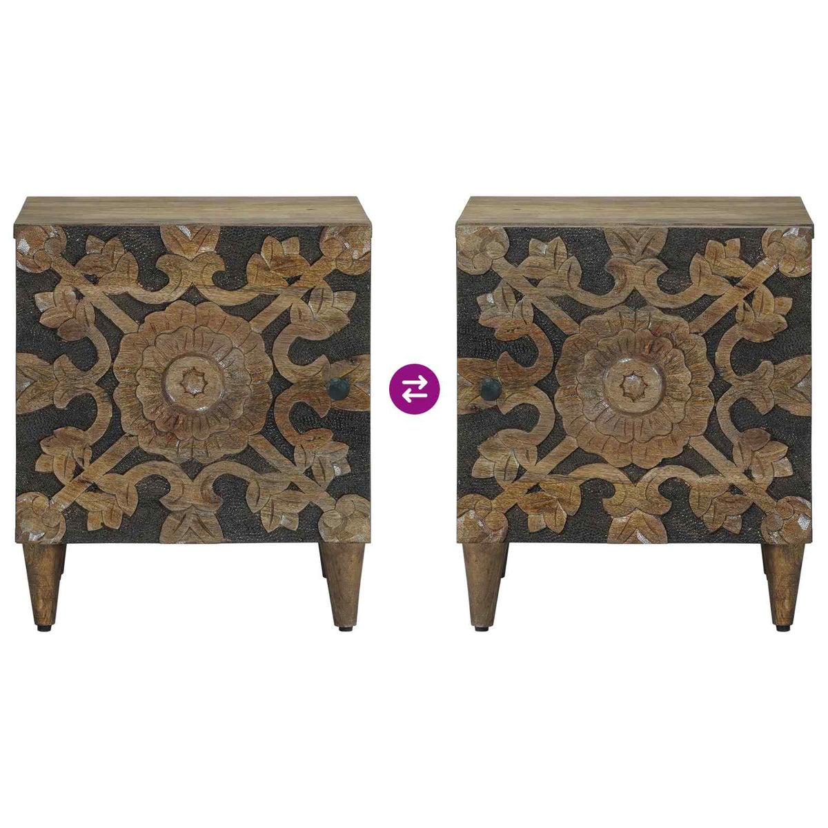 Nachttisch Braun 40 x 33 x 46 cm Massivholz Mango