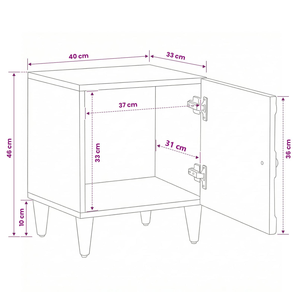 Nachttisch Braun 40 x 33 x 46 cm Massivholz Mango