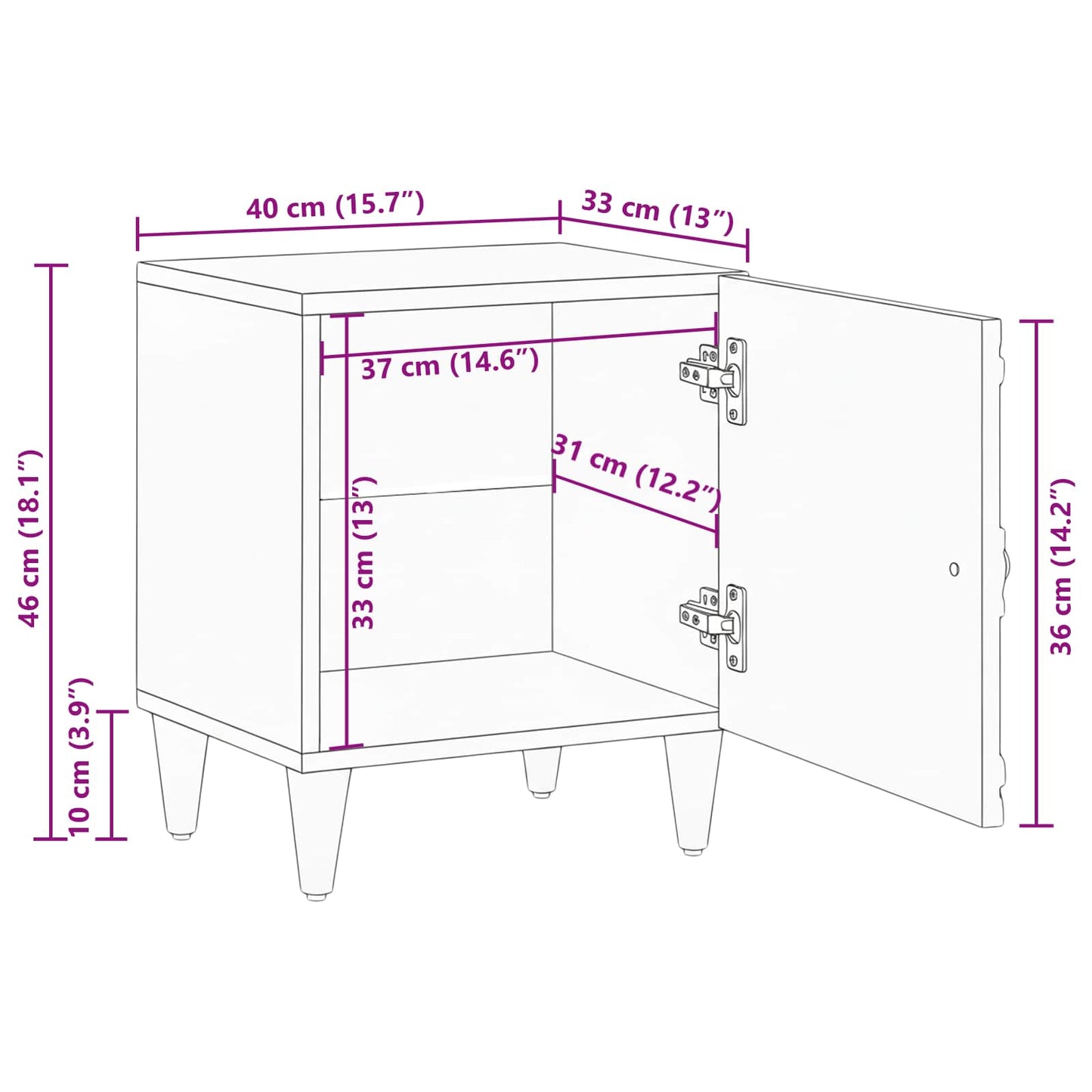 Nachttisch 2 stk. Braun 40 x 33,5 x 46 cm Massivholz Mango