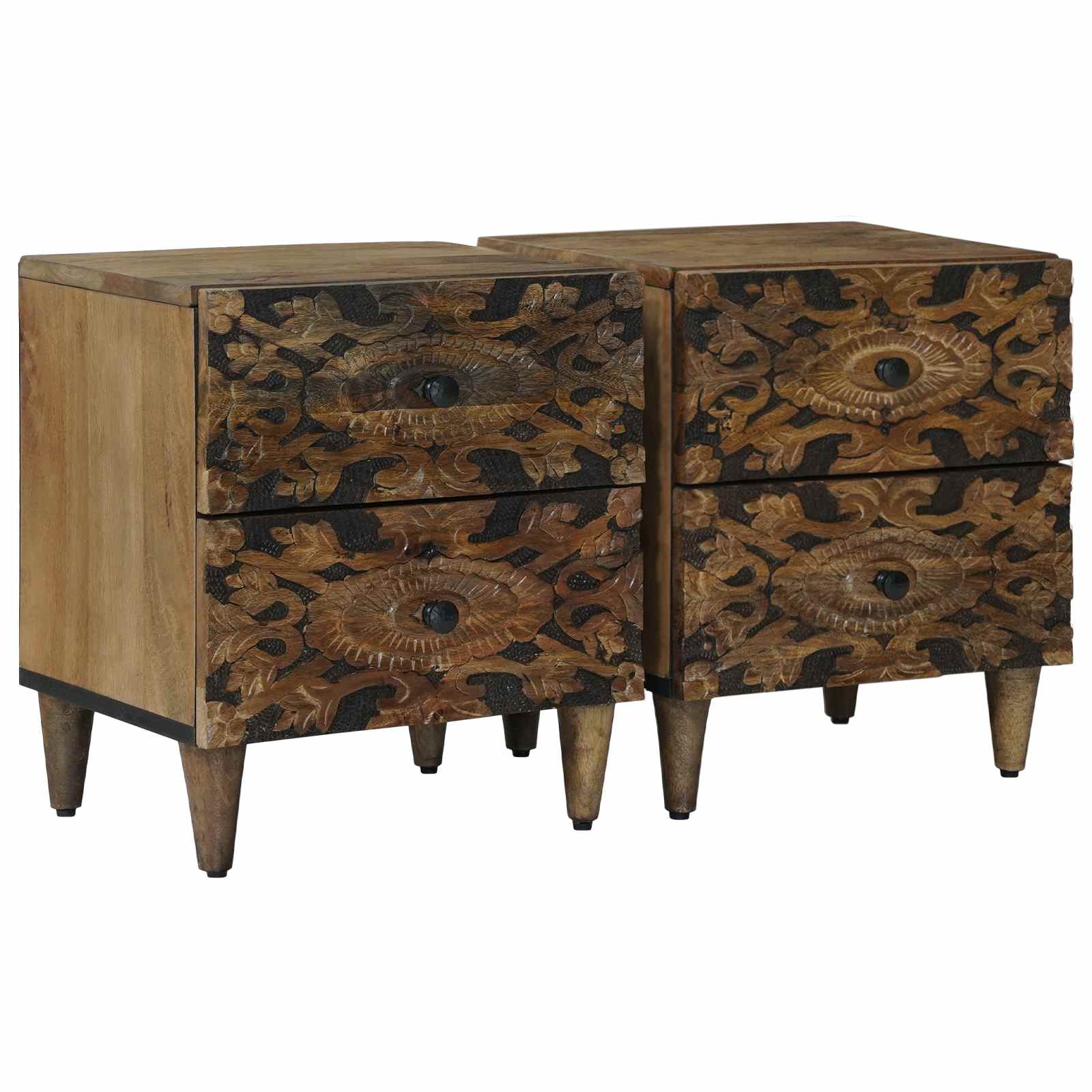 Nachttisch 2 stk. Braun 40 x 33,5 x 46 cm Massivholz Mango