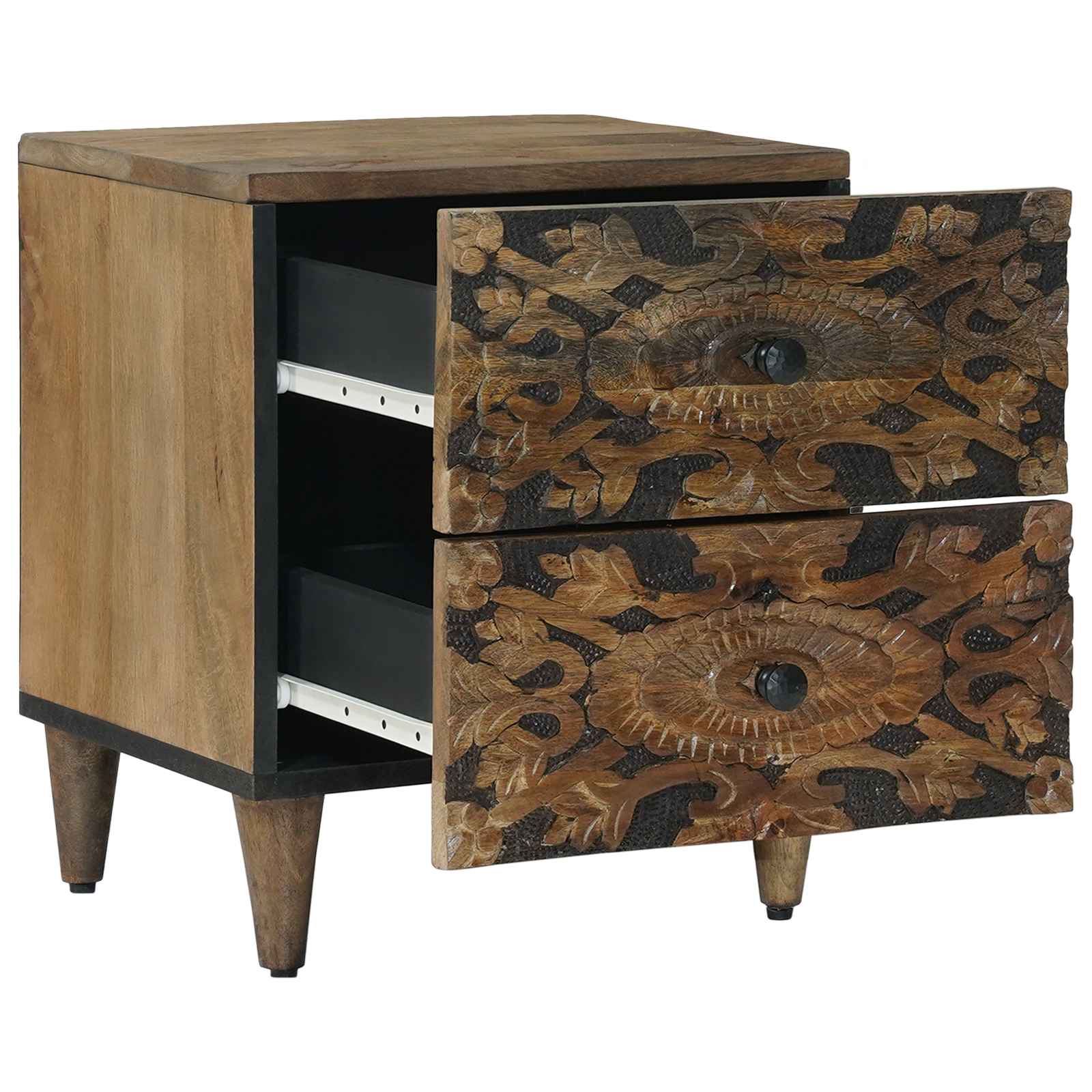 Nachttisch 2 stk. Braun 40 x 33,5 x 46 cm Massivholz Mango