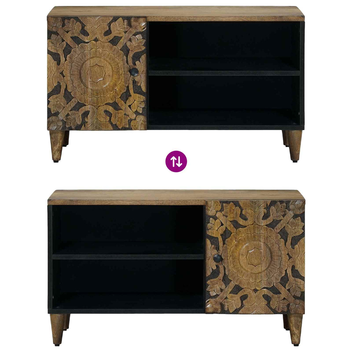 TV-Schränk Braun 80 x 33 x 46 cm Massivholz Mango