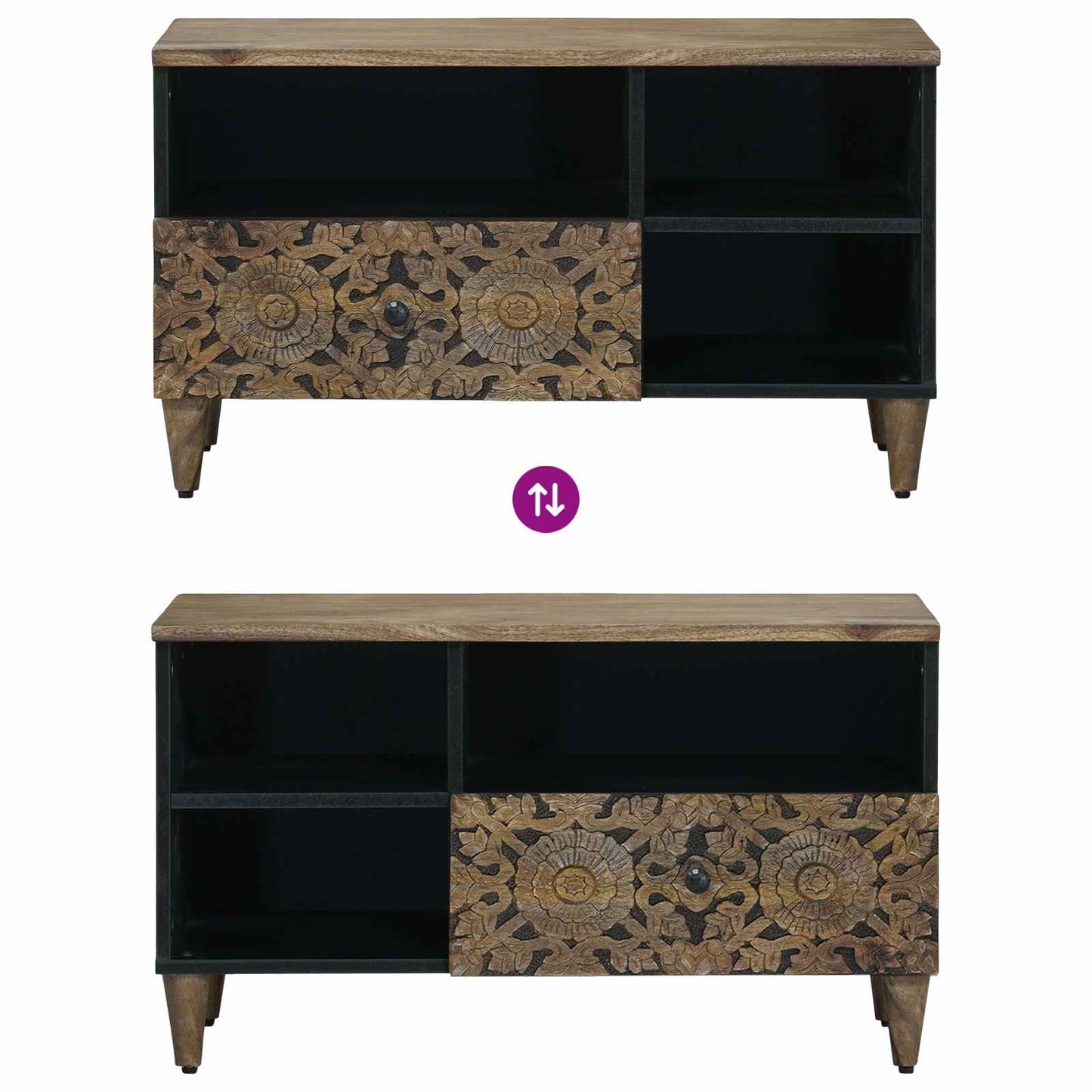 TV-Schränk mit Regal Braun 80 x 33,5 x 46 cm Massivholz Mango
