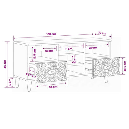 TV-Schränk Braun 100 x 33 x 46 cm Massivholz Mango