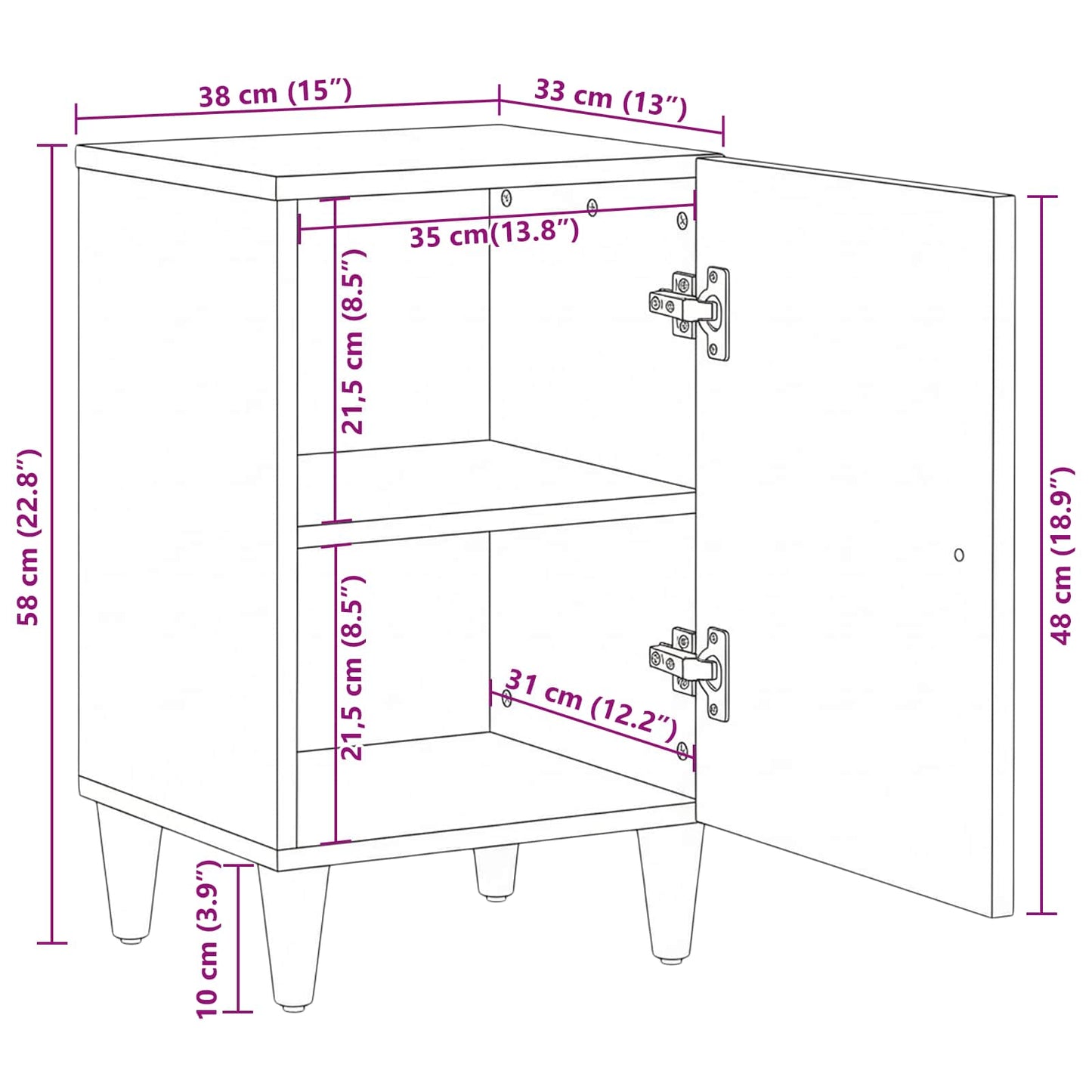 Badezimmerschrank Braun 38 x 33,5 x 58 cm Massivholz Mango