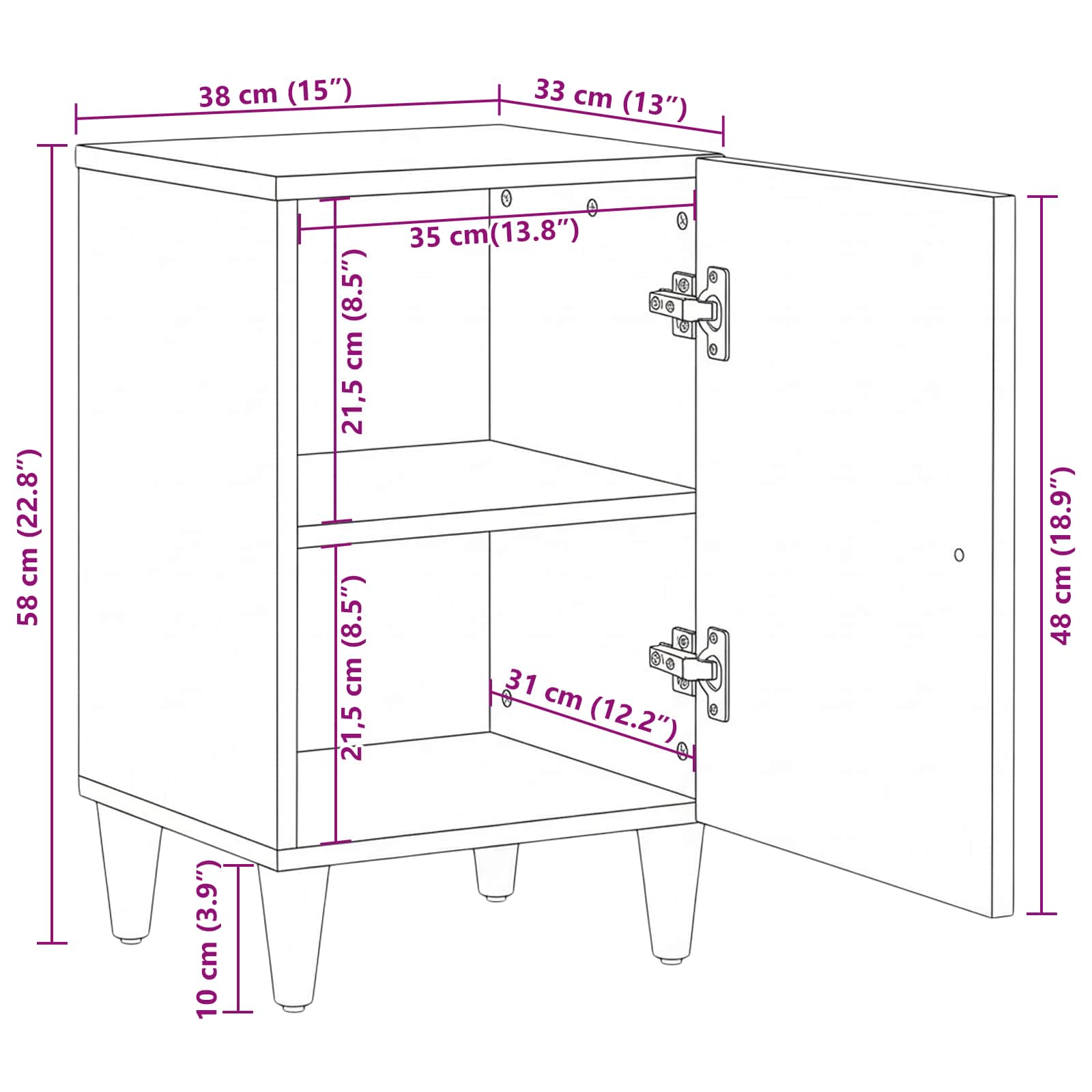 Badezimmerschrank Braun 38 x 33,5 x 58 cm Massivholz Mango