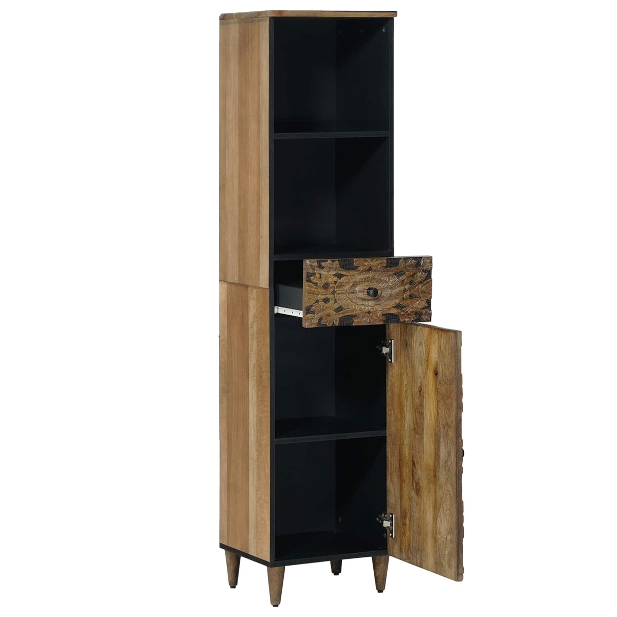 Badezimmerschrank Braun 38 x 33 x 160 cm Massivholz Mango