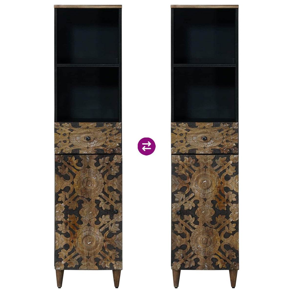 Badezimmerschrank Braun 38 x 33 x 160 cm Massivholz Mango