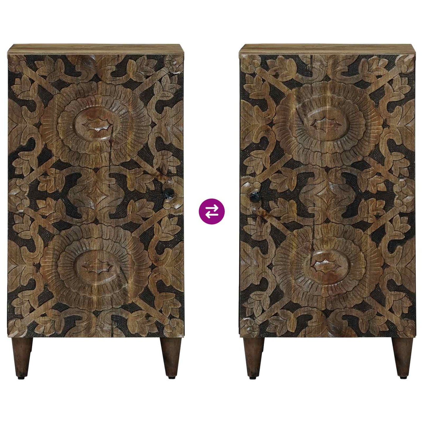 Sideboard mit Speicher Braun 40 x 33,5 x 75 cm Massivholz Mango