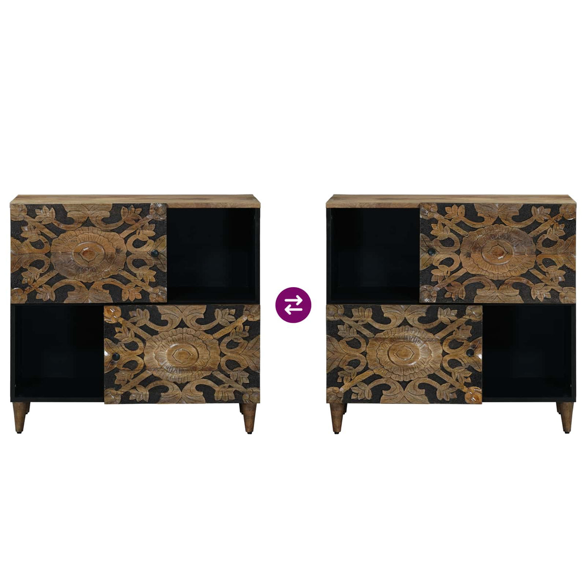 Sideboard Braun 80 x 33 x 75 cm Massivholz Mango