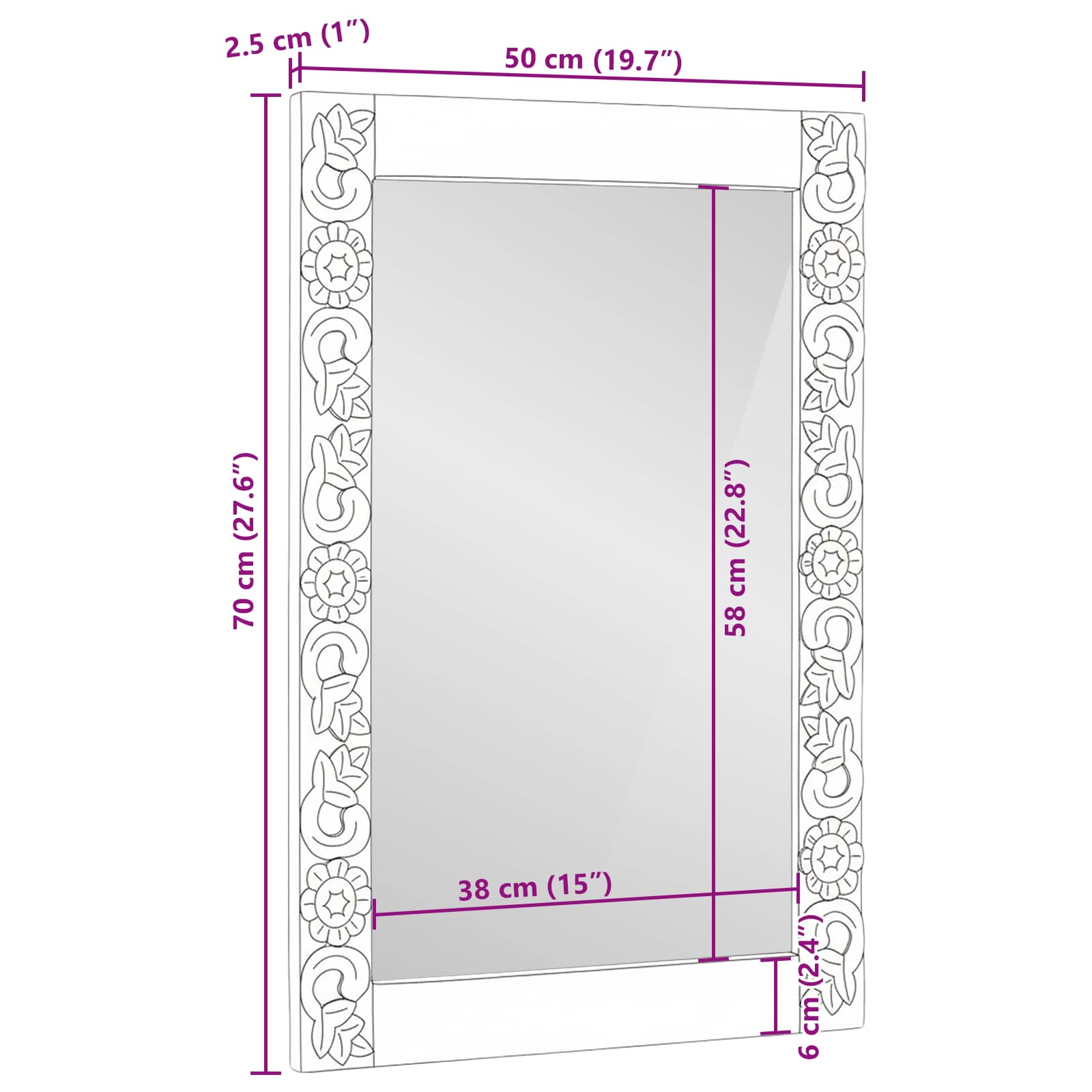 Wandspiegel Walnussbraun 70 x 50 cm Ingenieurholz und Glas
