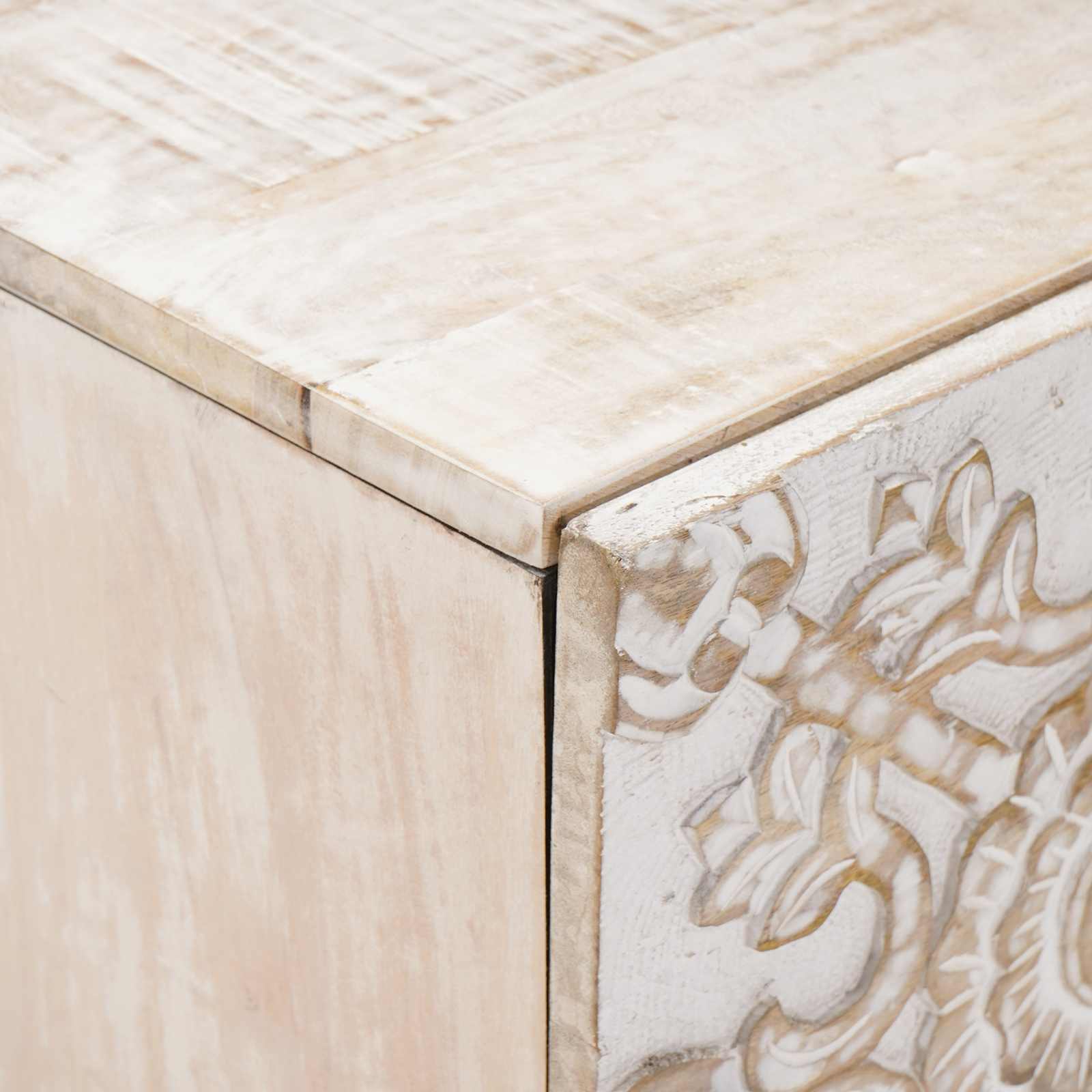 Nachttisch Weiß 40 x 33,5 x 46 cm Massivholz Mango