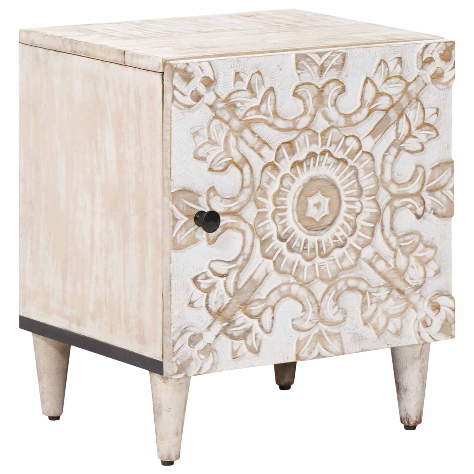 Nachttisch Weiß 40 x 33,5 x 46 cm Massivholz Mango