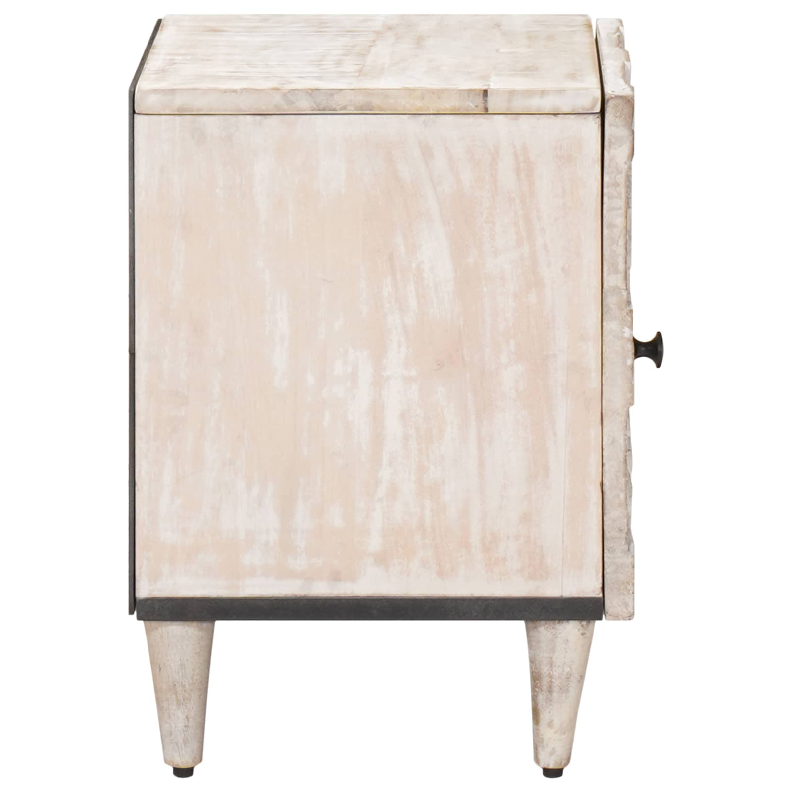 Nachttisch Weiß 40 x 33,5 x 46 cm Massivholz Mango