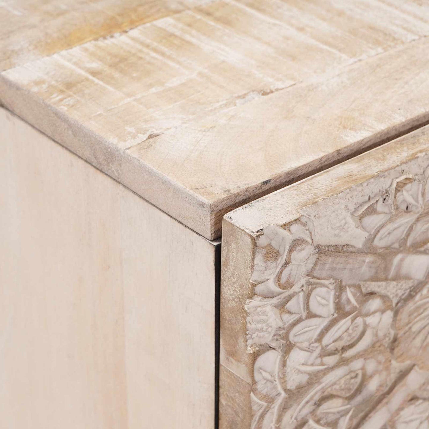 Nachttisch 2 stk. Weiß 40 x 33,5 x 46 cm Massivholz Mango