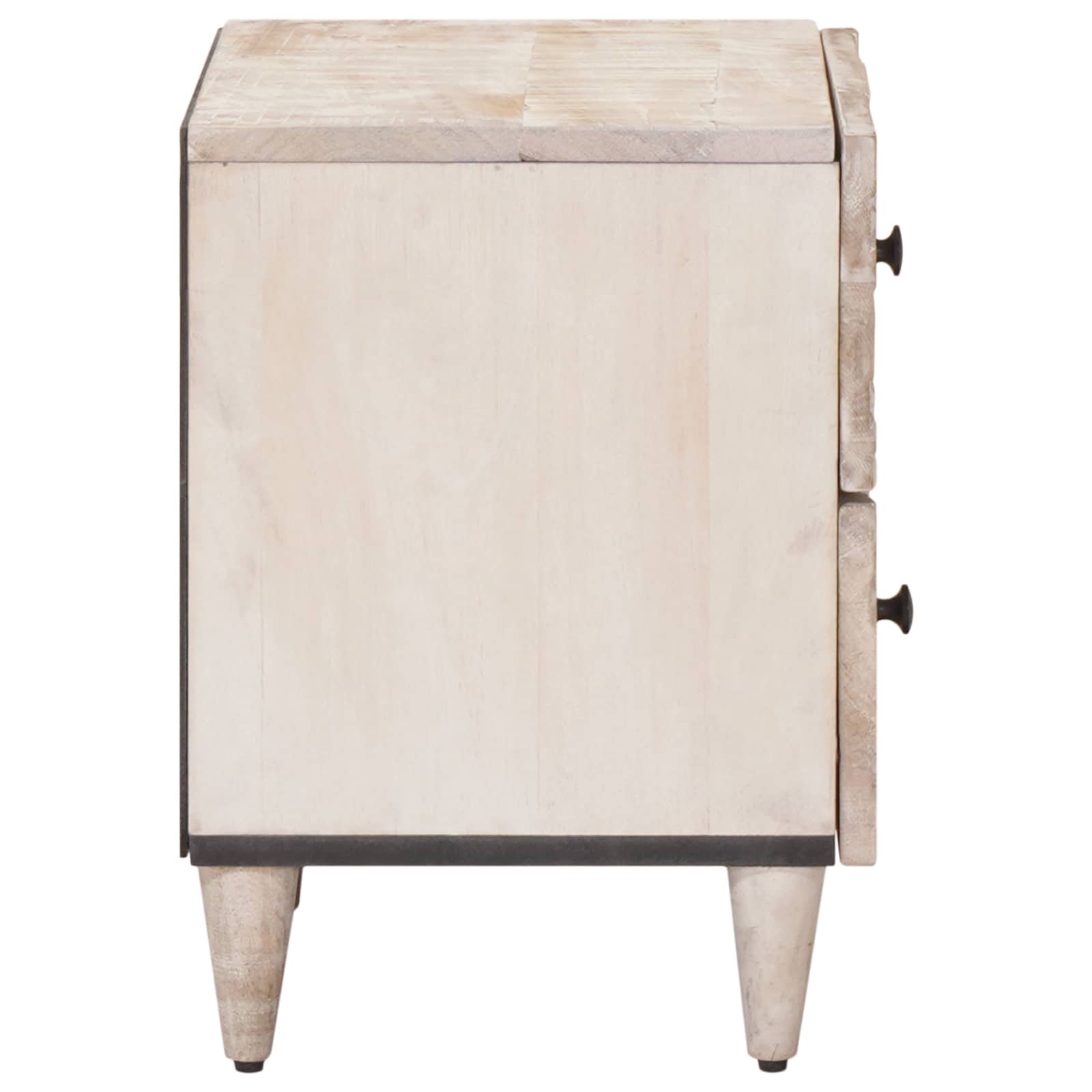 Nachttisch 2 stk. Weiß 40 x 33,5 x 46 cm Massivholz Mango