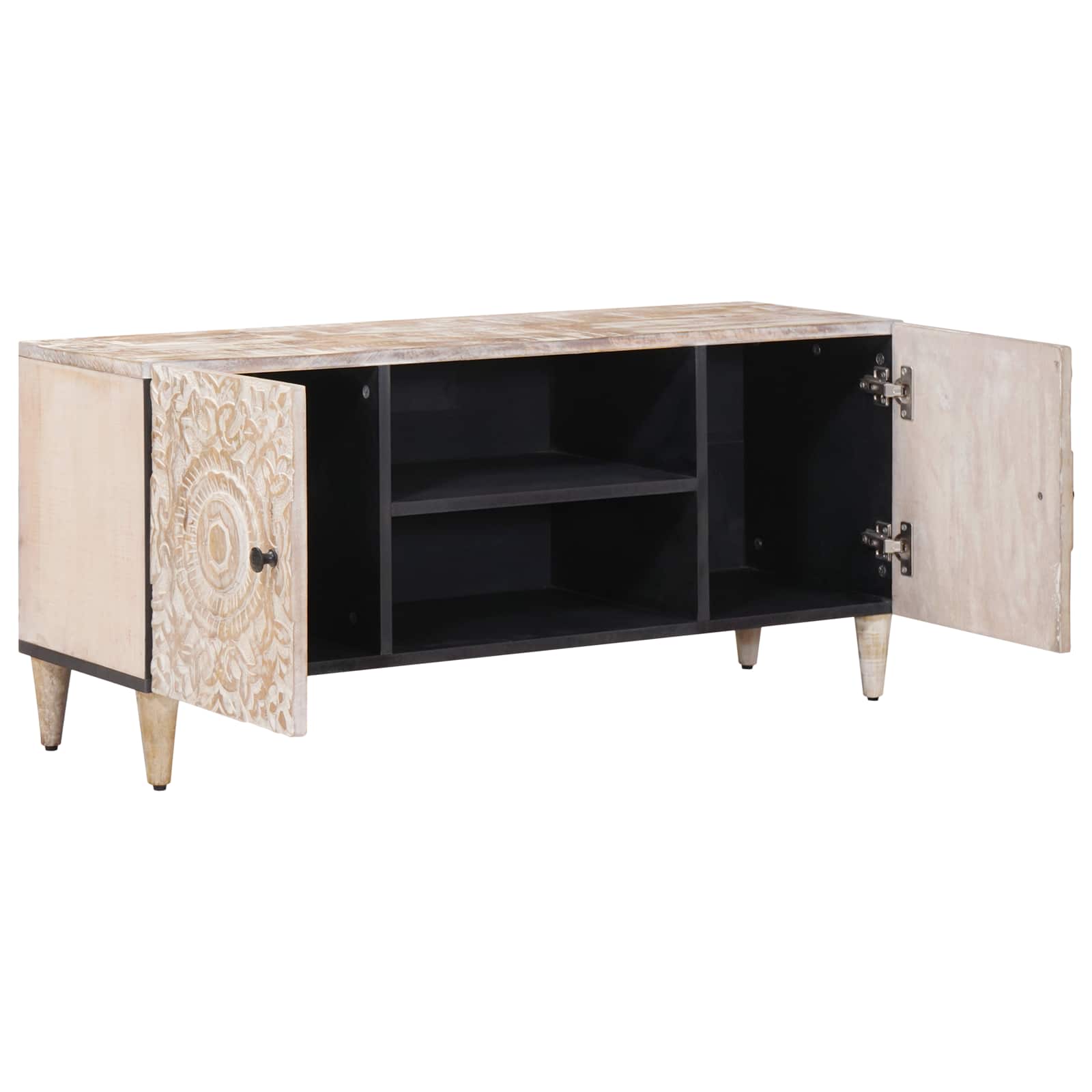 TV-Schränk Weiß 105 x 33,5 x 46 cm Massivholz Mango