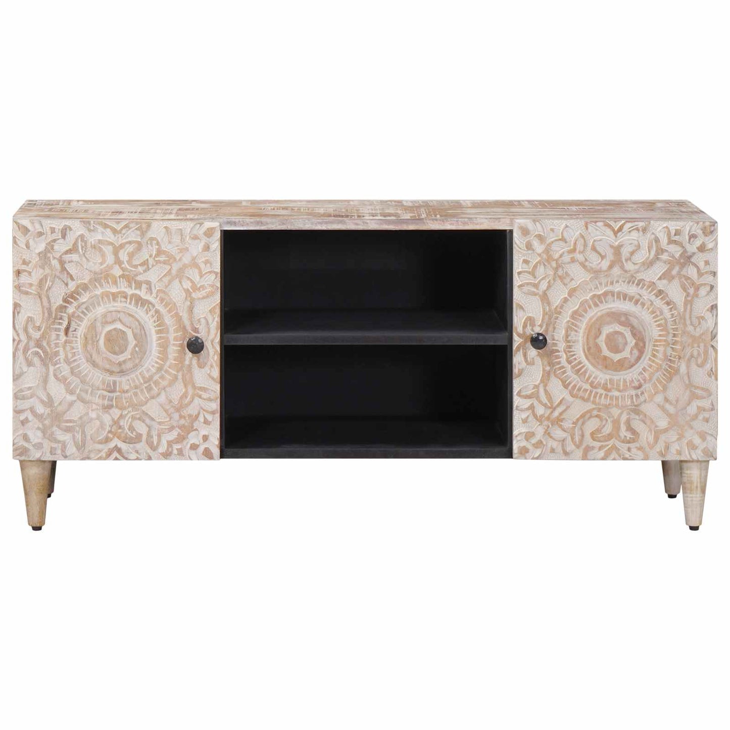 TV-Schränk Weiß 105 x 33,5 x 46 cm Massivholz Mango