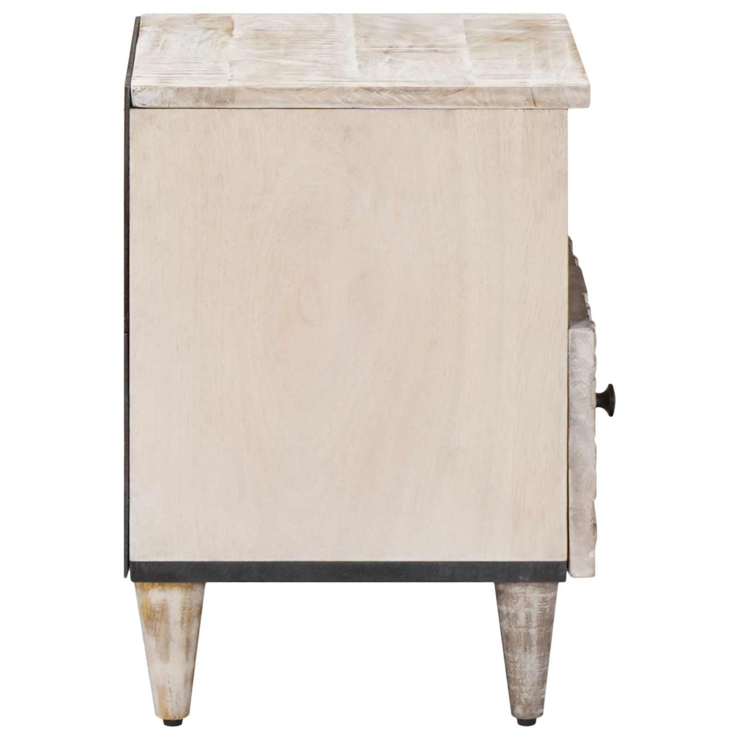 Bettkasten mit Schubladen Weiß 40 x 33 x 46 cm Massivholz Mango